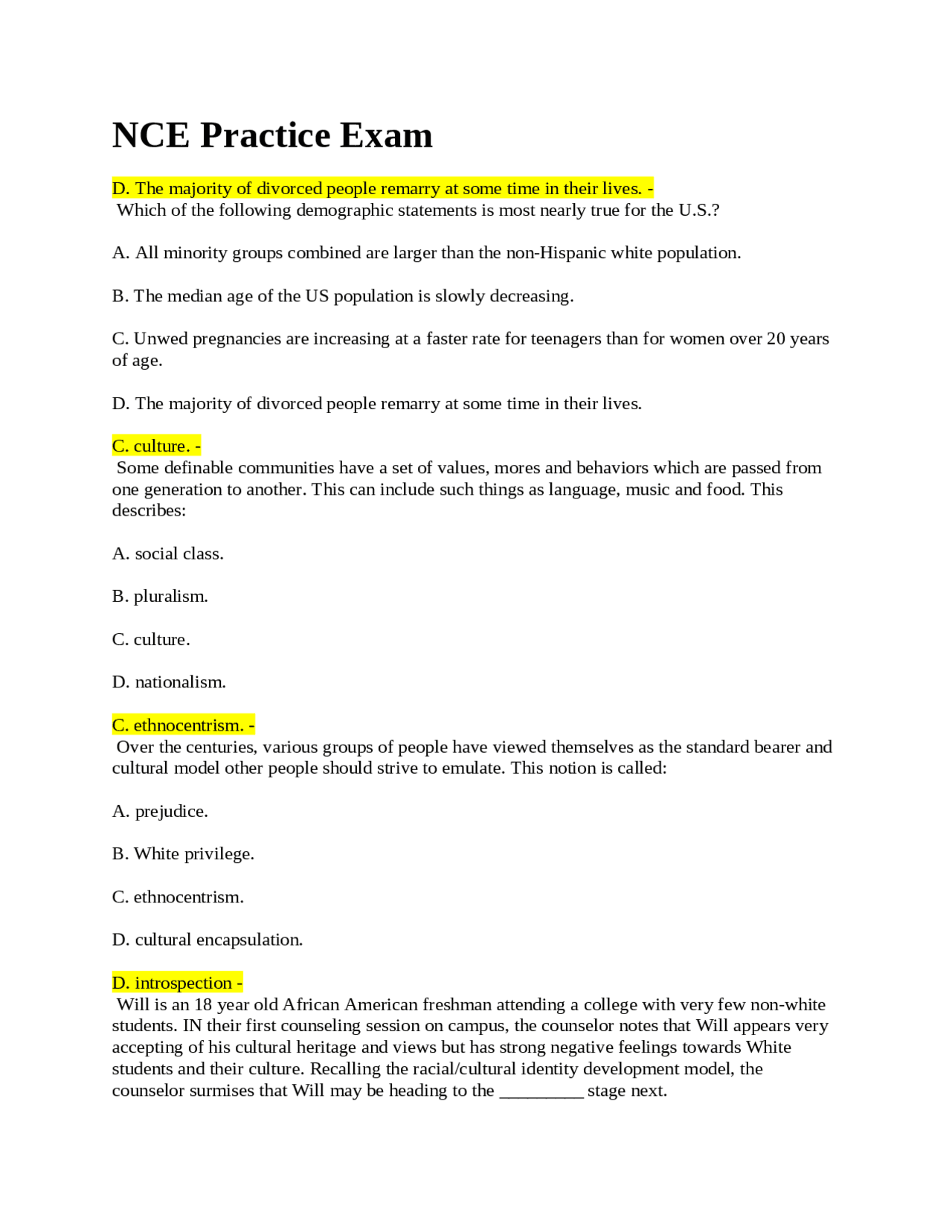 NCE Practice Exam NCE Practice Exam Exams Nursing Docsity nce-practice-exam-nce-practice-exam-exams-nursing-docsity