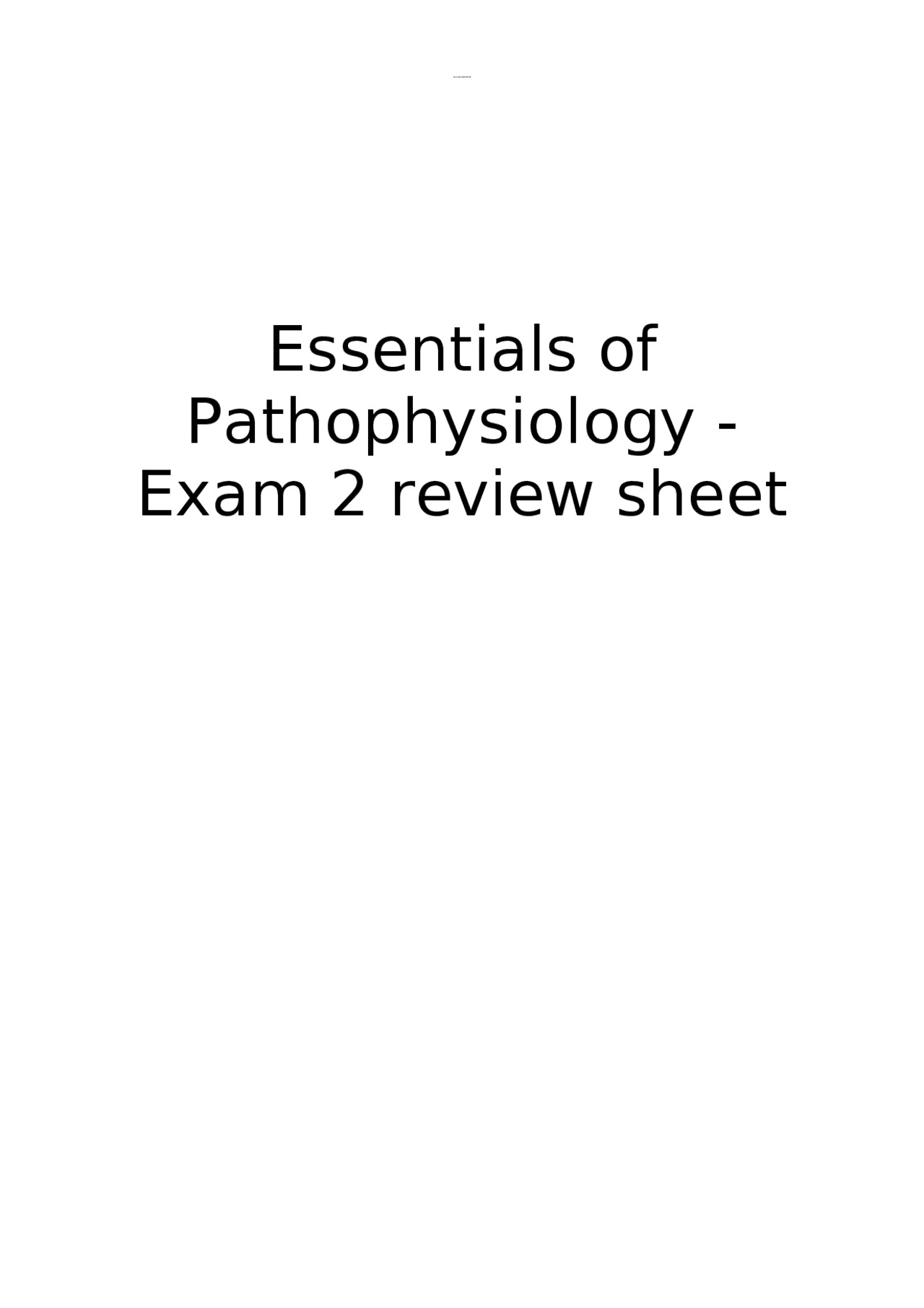 Pathophysiology Exam 2 Quizlet