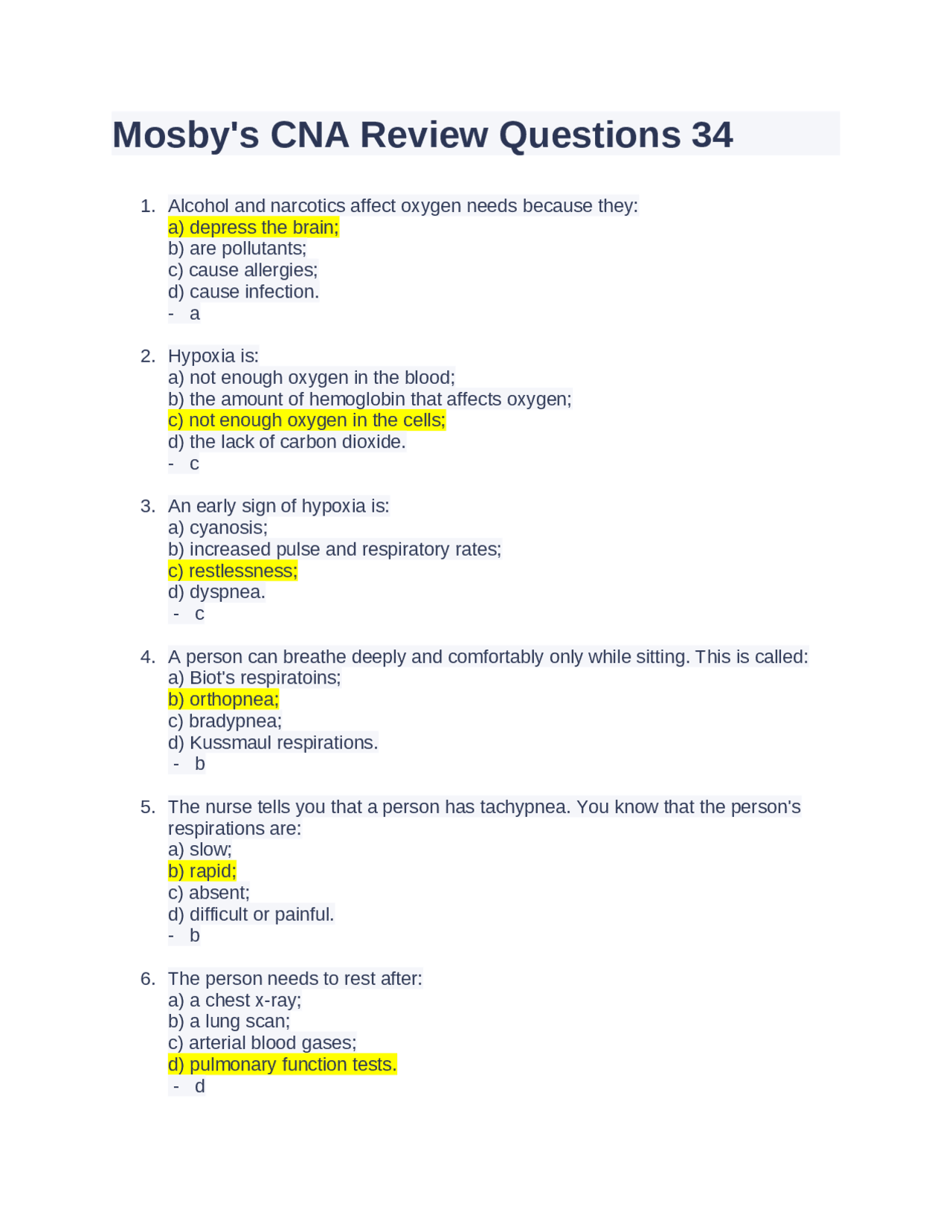 MOSBY S CNA WORKBOOK ANSWERS intelligence overview