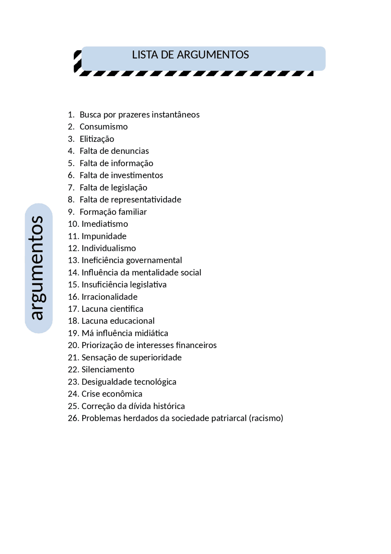 Lista De Argumentos Para Redação - FDPLEARN