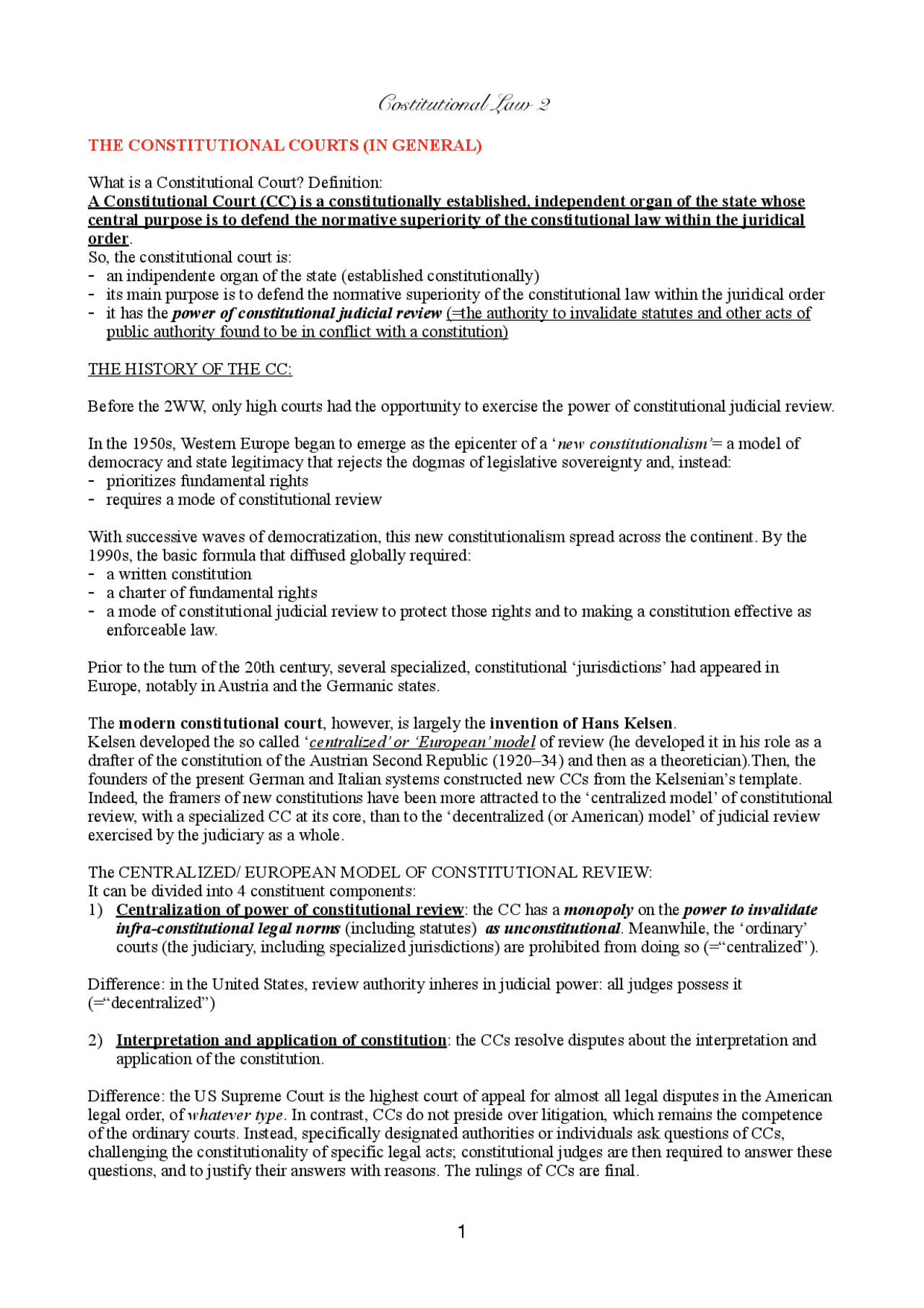 Dispense Constitutional Law 2 Prof Piccirilli Dispense di Diritto