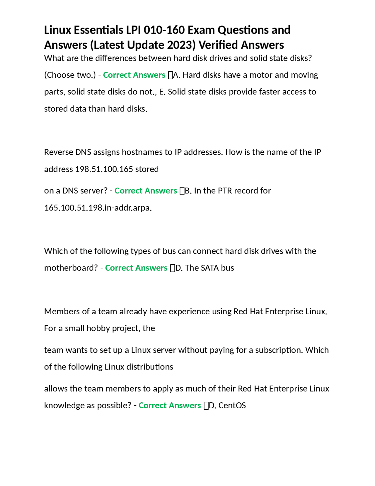 Linux Essentials LPI 010-160 Exam Questions and Answers (Latest Update ...