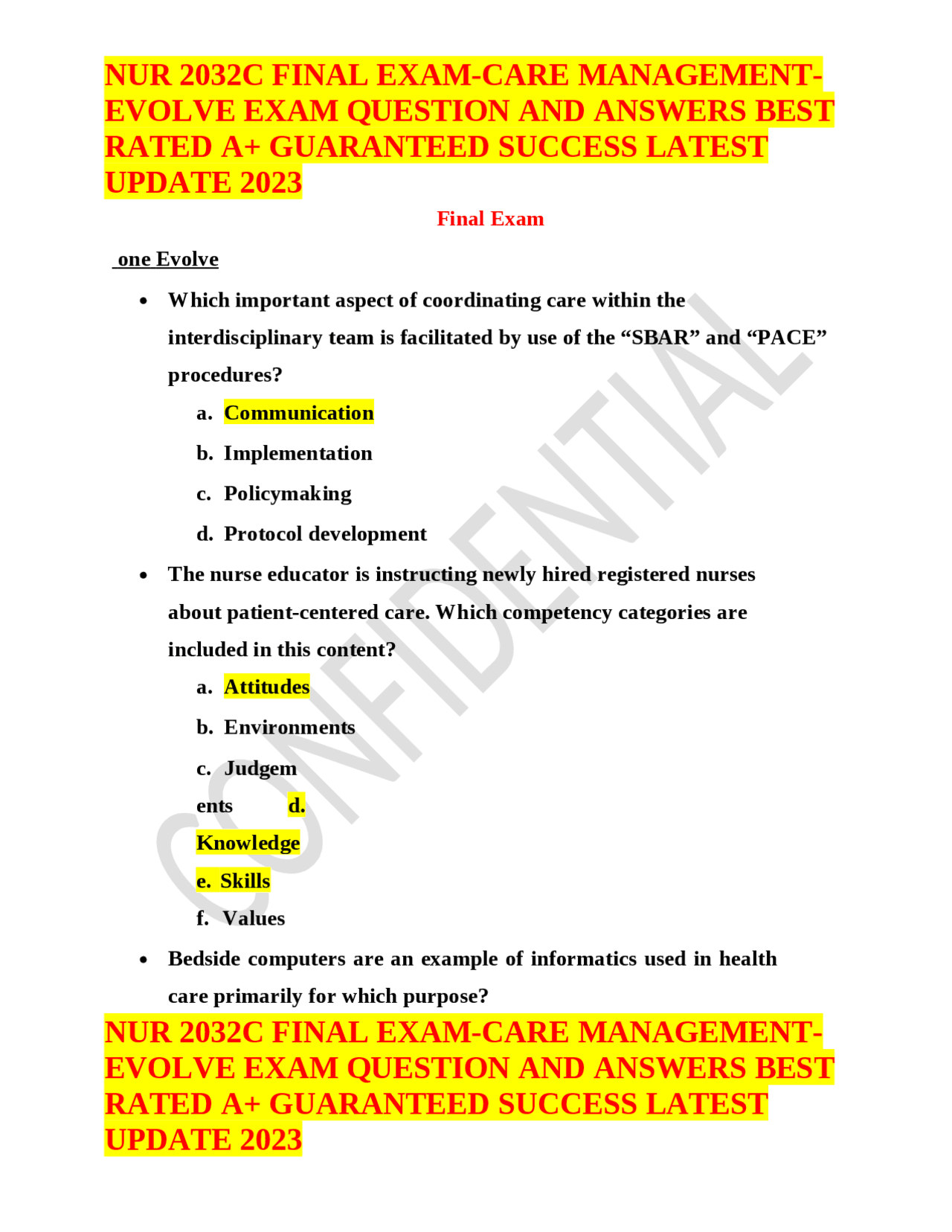 Nur 2032c Final Exam Care Management Evolve Exam Question And Answers Nur 2032c Final Exam Care Management Evolve Exam Question And Answers