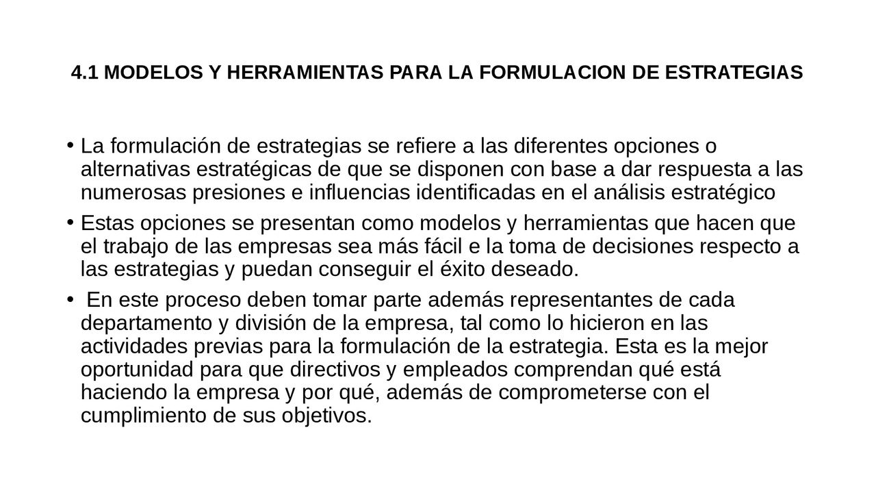 Modelo y herramientas para la formulacion de estrategias | Diapositivas