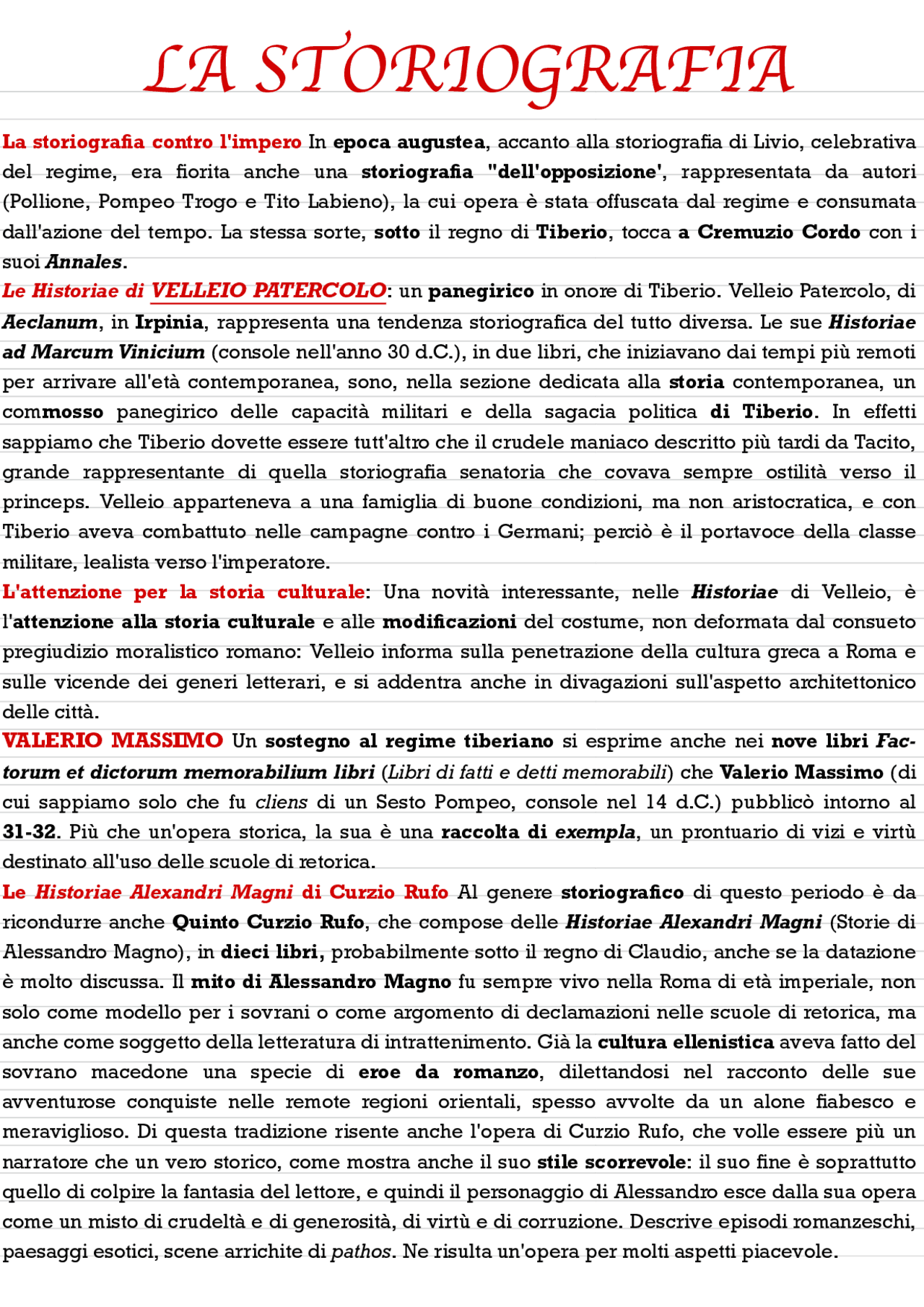 STORIOGRAFIA(età augustea, Velleio Patercolo, Valerio Massimo, Curzio