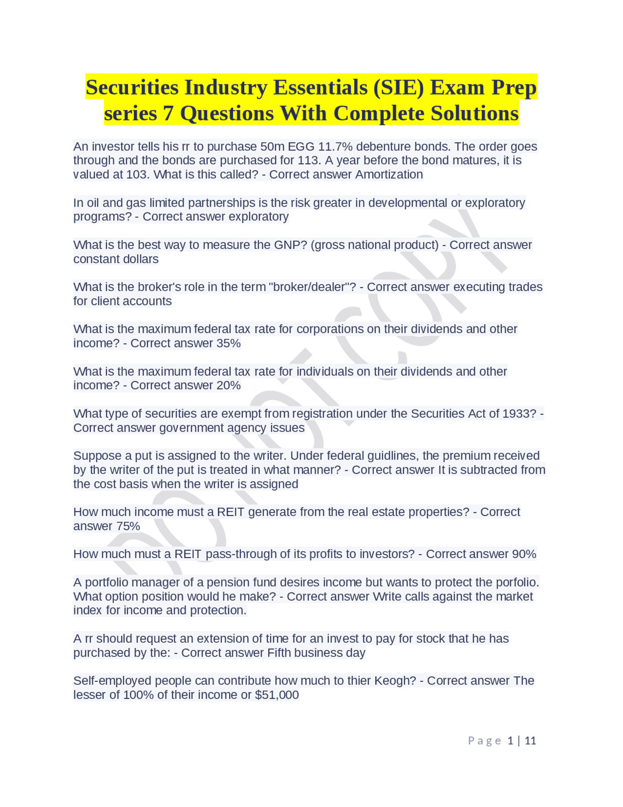 Securities Industry Essentials (SIE) Exam Prep series 7 Questions With ...