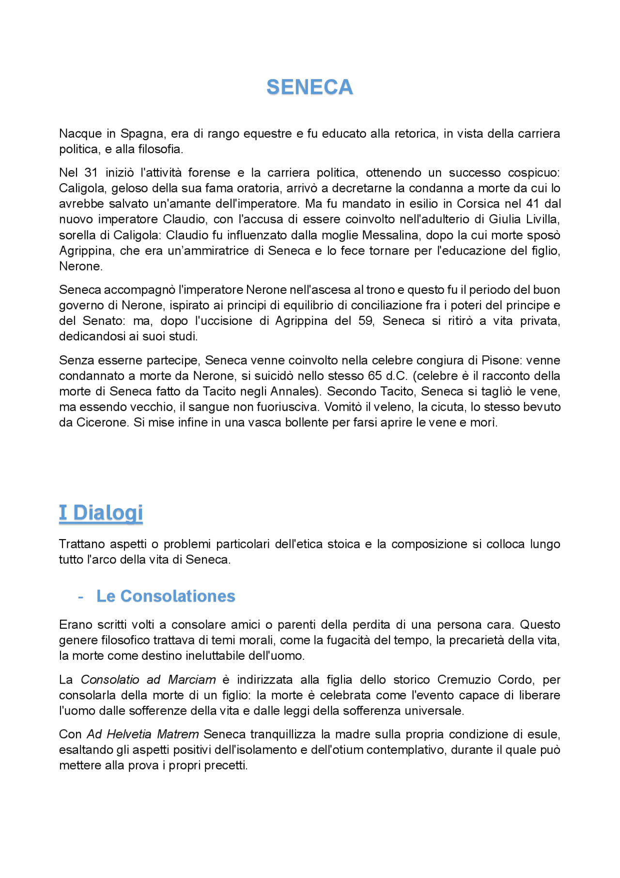 Seneca il filosofo stoico Notas de estudo di Latino Docsity