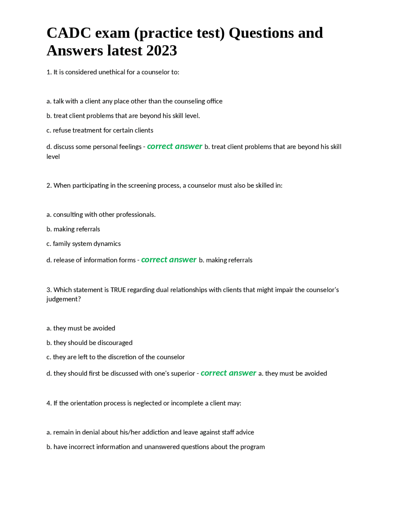 CADC exam (practice test) Questions and Answers latest 2023.docx ...