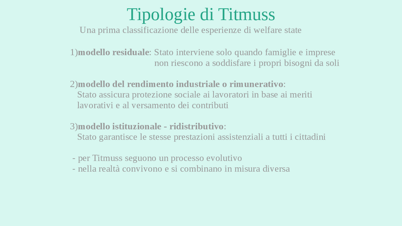 Tipologie di Titmuss Slide di Sociologia Docsity