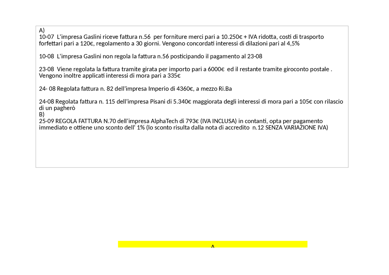 ESERCIZI PARTITA DOPPIA CON SOLUZIONI - ACQUISTI - SCONTO - INTERESSI