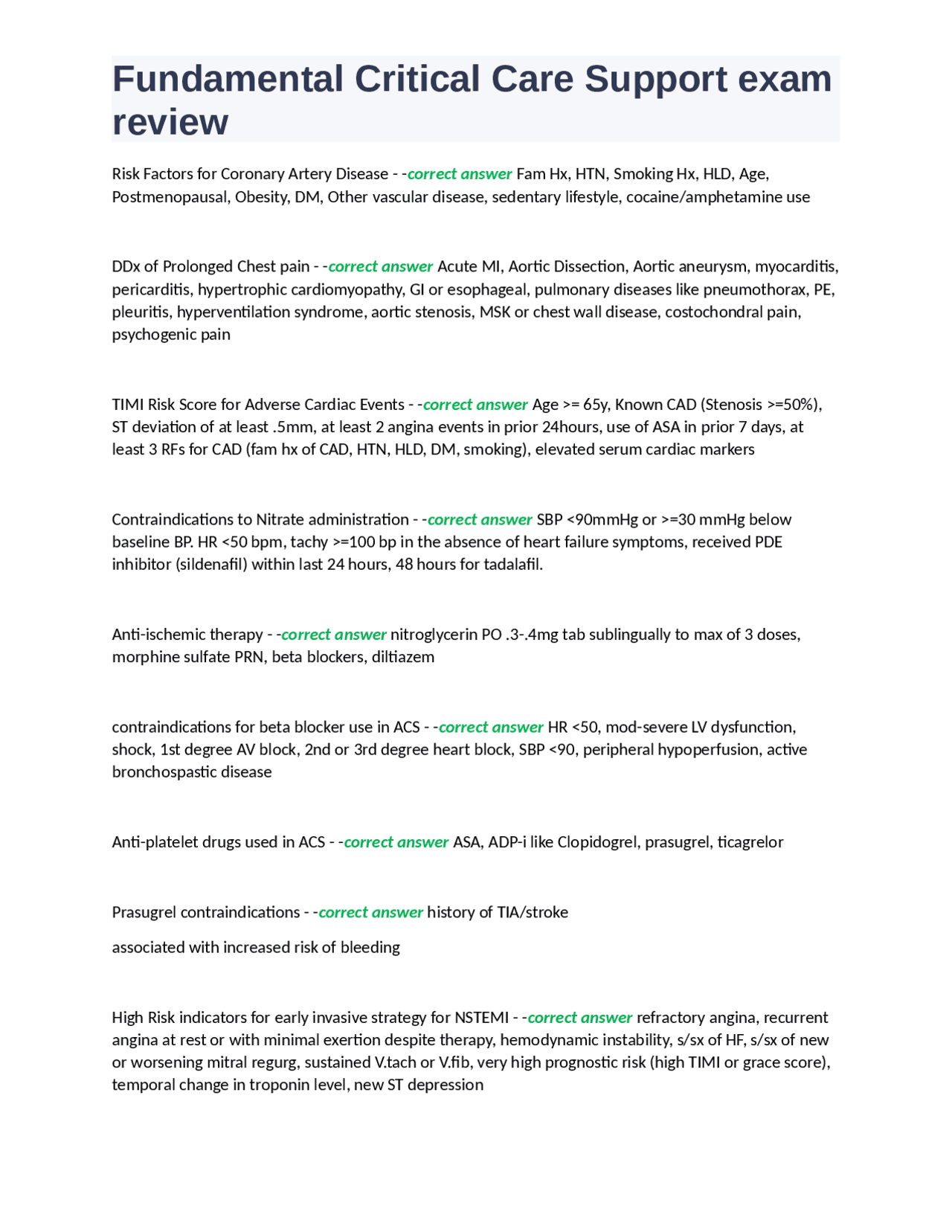 Fundamental Critical Care Support exam review.docx | Exams Nursing ...