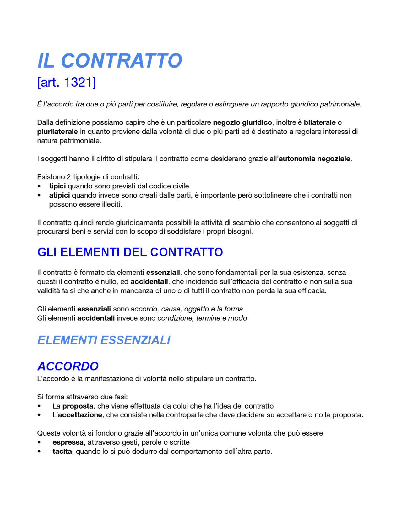 Il contratto Dispensa completa Dispense di Diritto ed economia