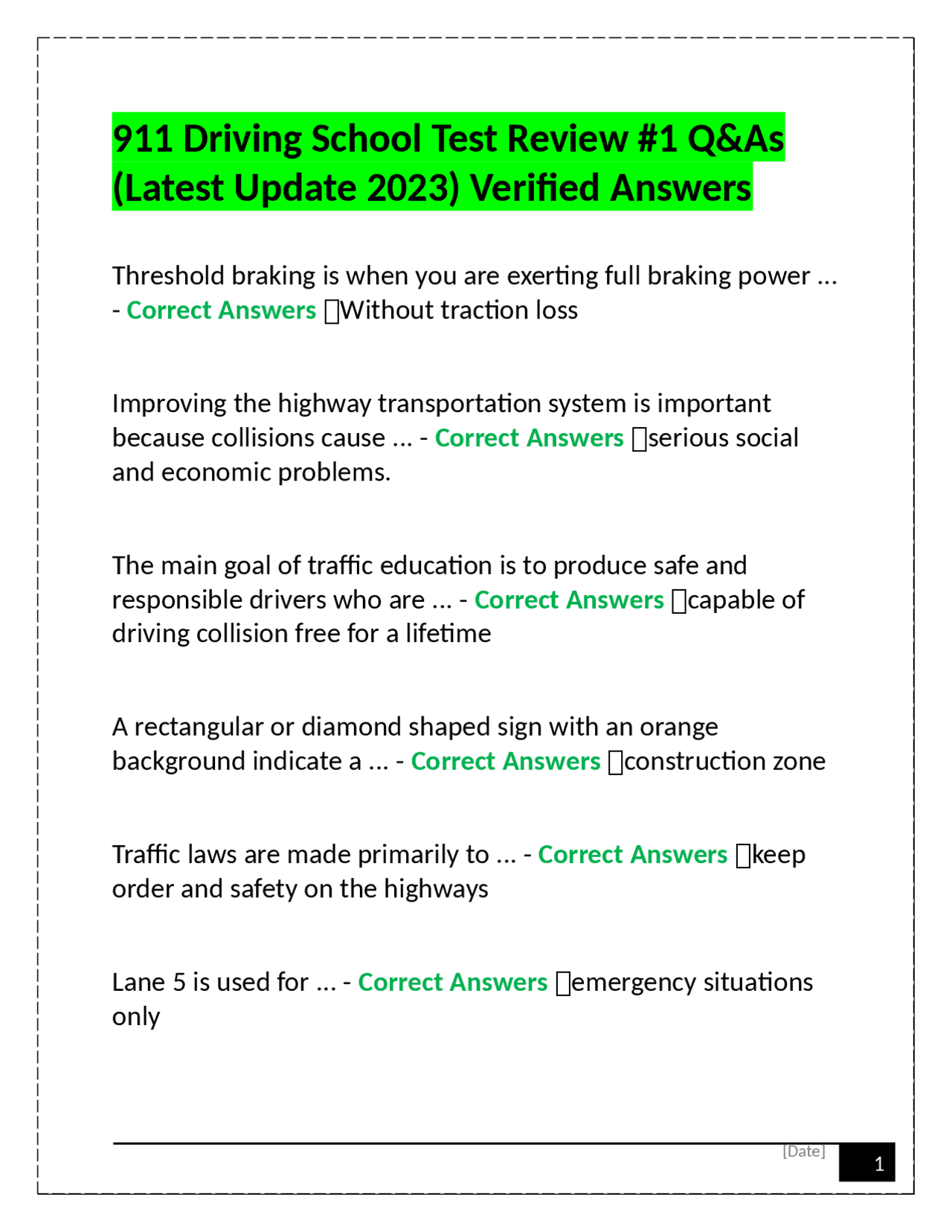 911 Driving School Test Review 1 Q As Latest Update 2023 Verified 911-driving-school-test-review-1-q-as-latest-update-2023-verified
