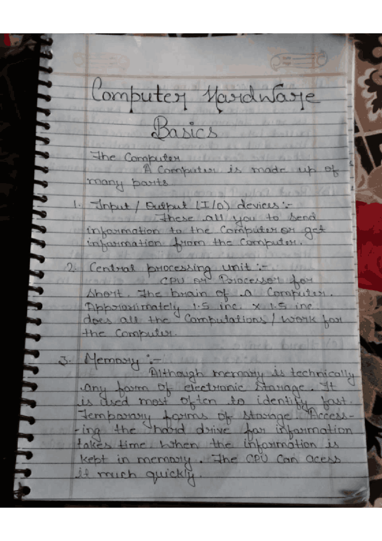 Computer hardware basics | Study notes Computer science | Docsity