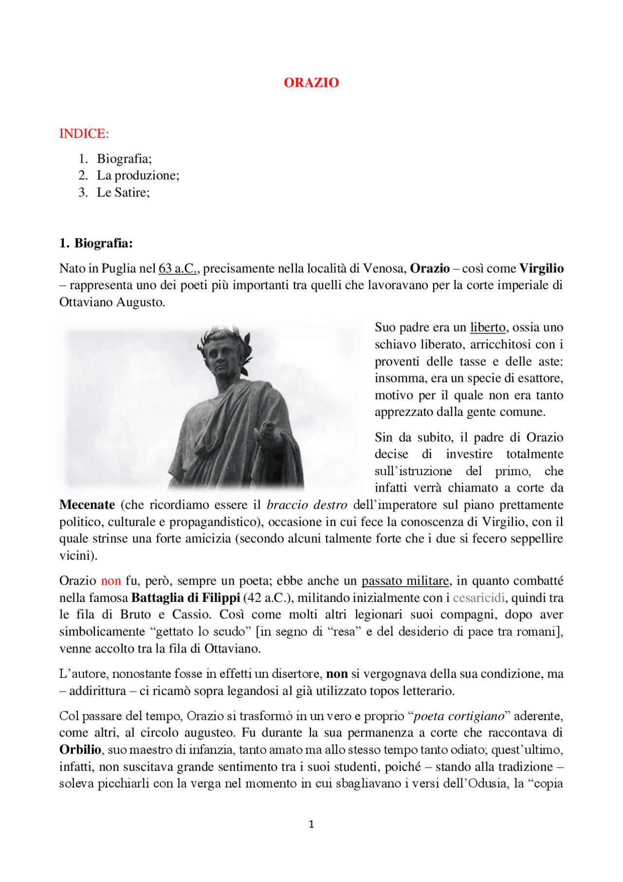 Orazio | appunti e dispense per scuole superiori | Dispense di Latino ...