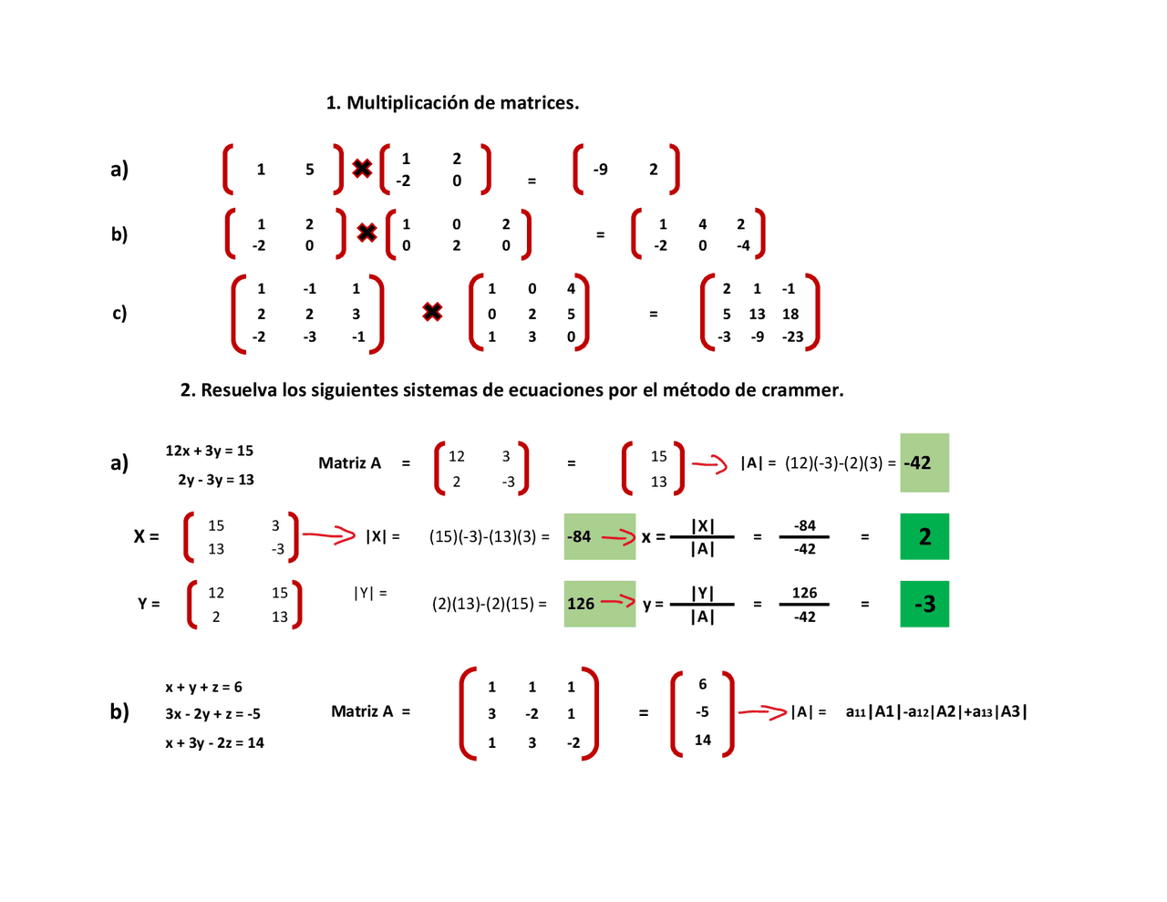 Resolución de operaciones de Matrices en Excel | Ejercicios de ...