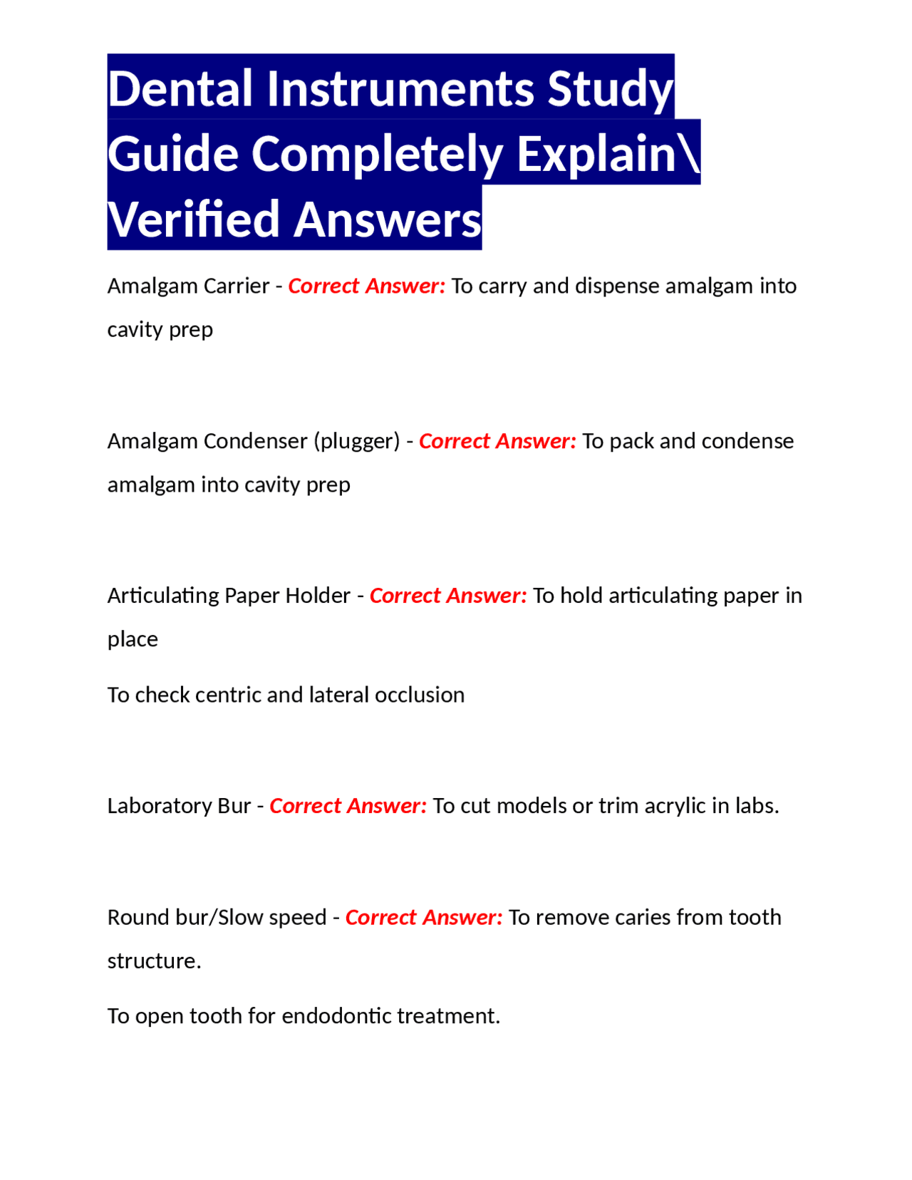 Dental Instrument Study Guide at Albert Hoopes blog