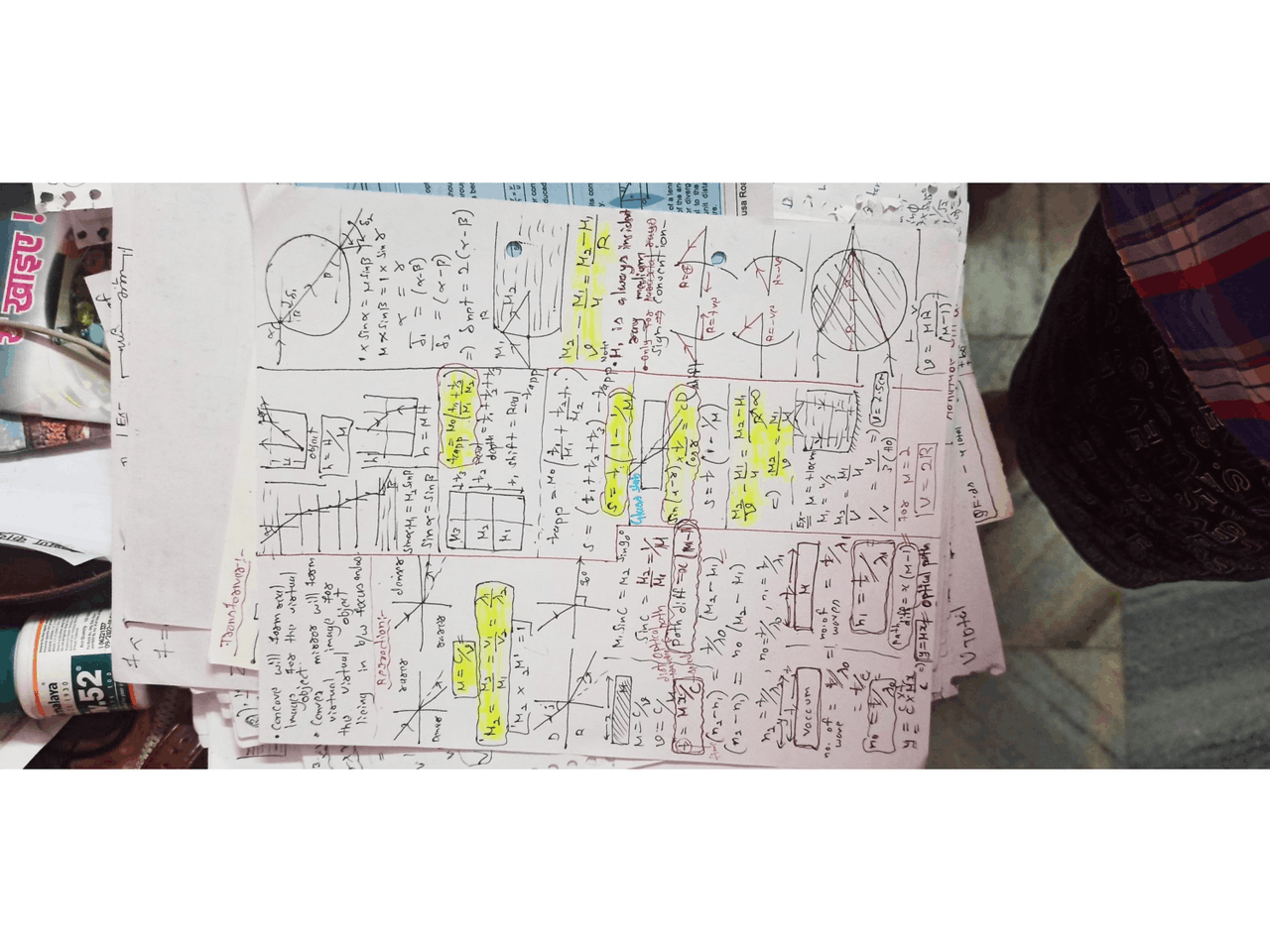 Ray optics hand written notes | Cheat Sheet Physics | Docsity