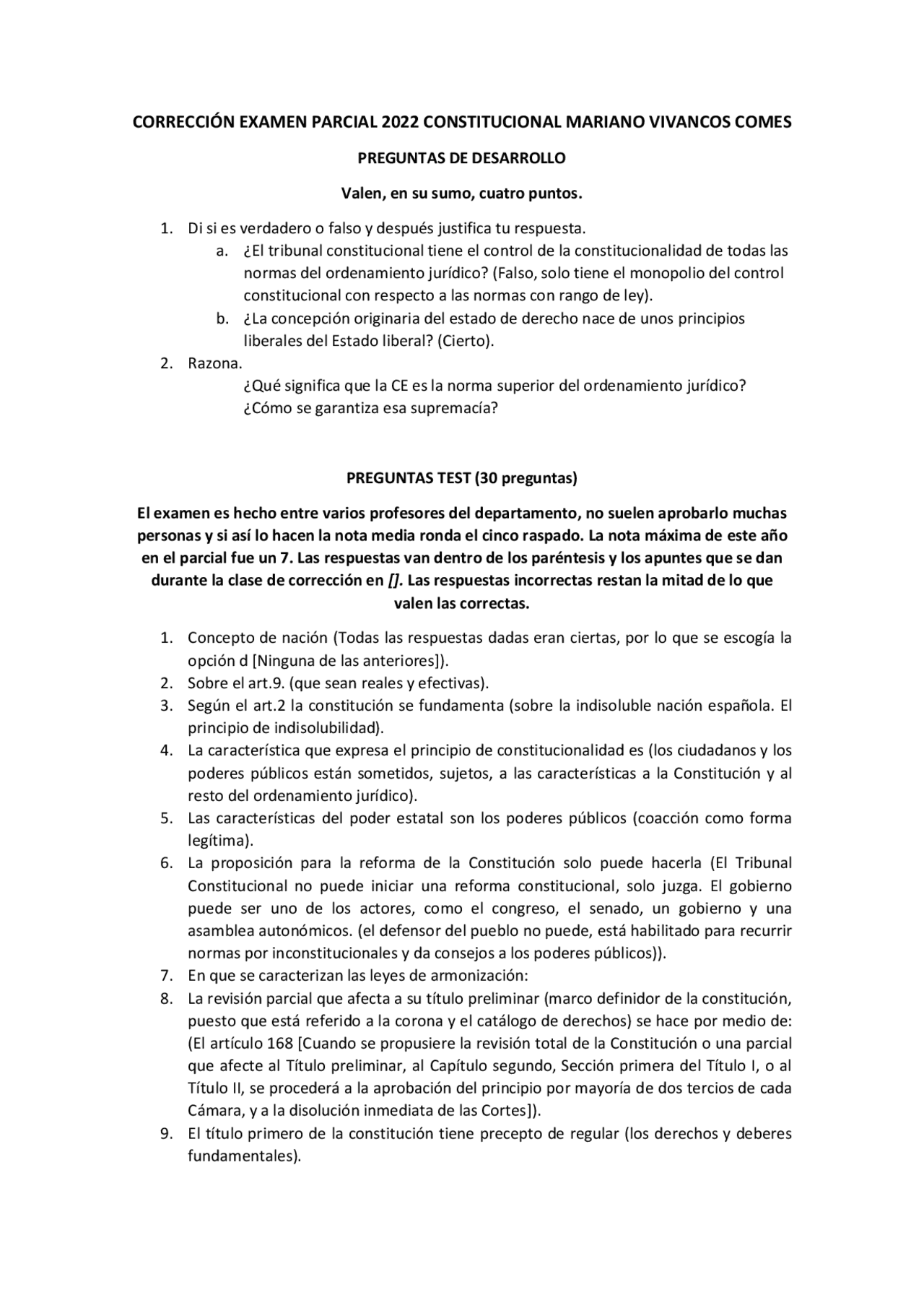 Examen parcial de Derecho Constitucional | Exámenes de Derecho ...