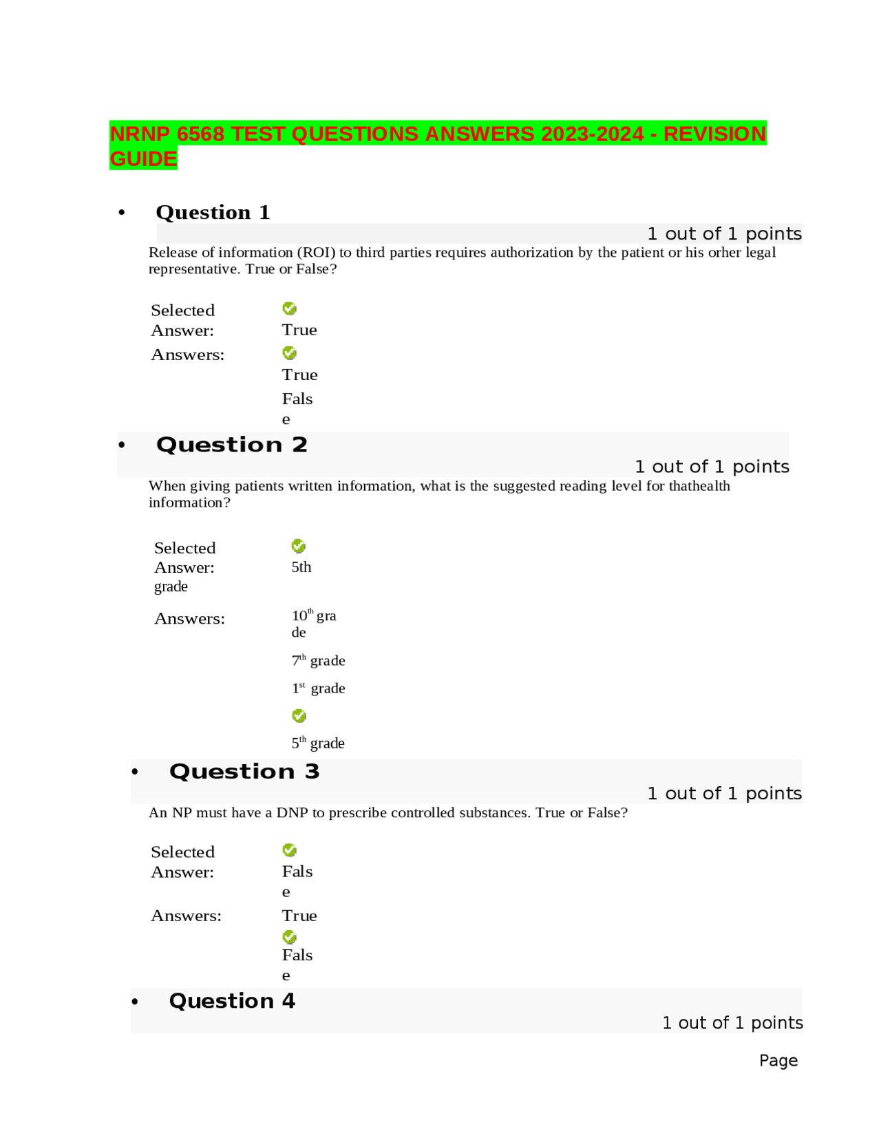 NRNP 6568 TEST QUESTIONS ANSWERS 2023-2024 - REVISION GUIDE BEST GRADE ...