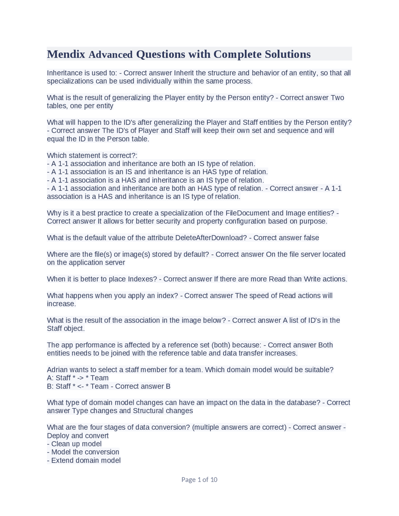 Mendix Advanced Questions with Complete Solutions | Exams Advanced ...
