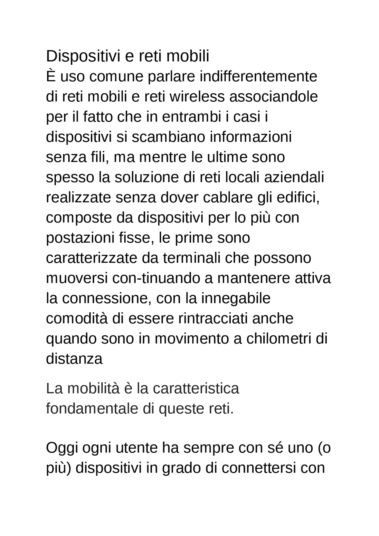 Tpsi - Dispositivi e reti mobili | Dispense di Informatica | Docsity
