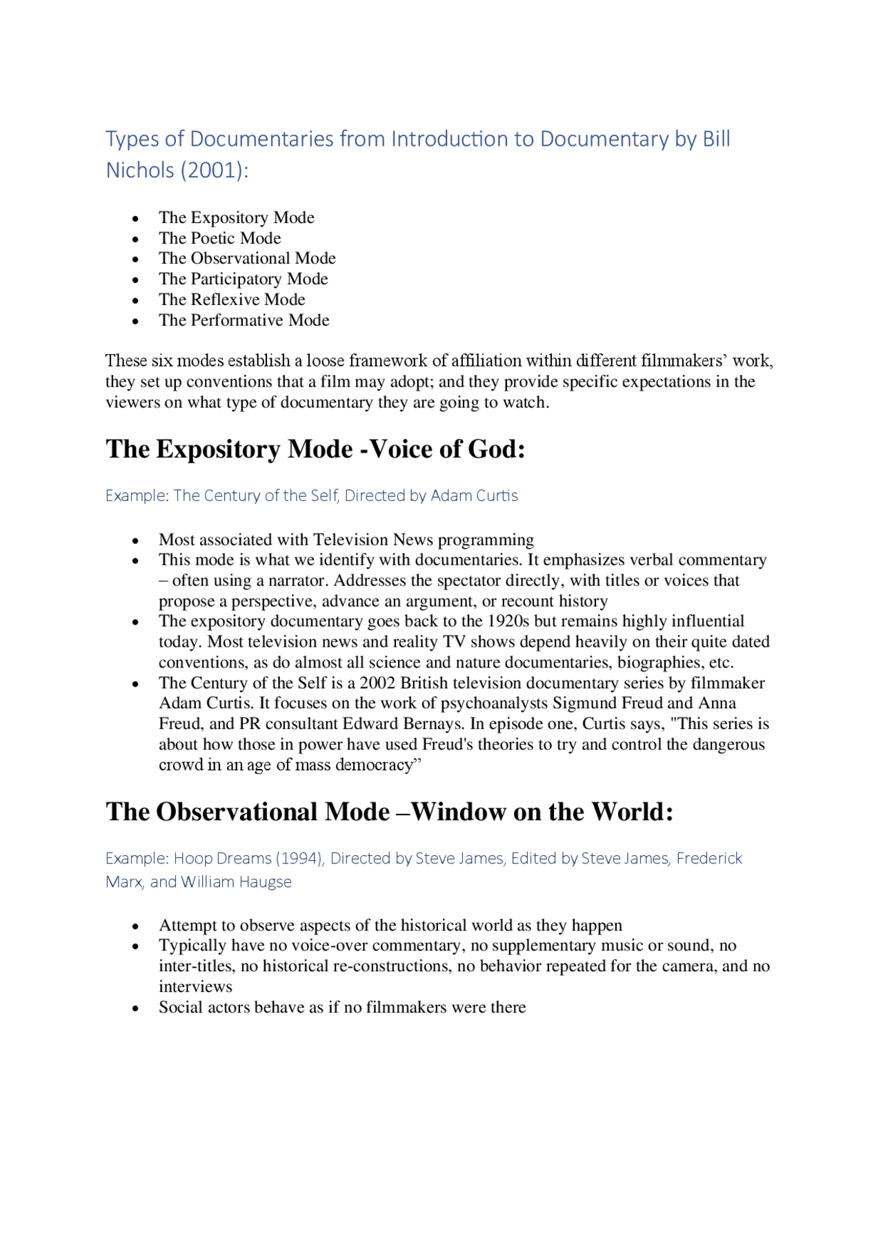 Introduction to Documentary by Bill Nichols (2001) | Study notes Media ...