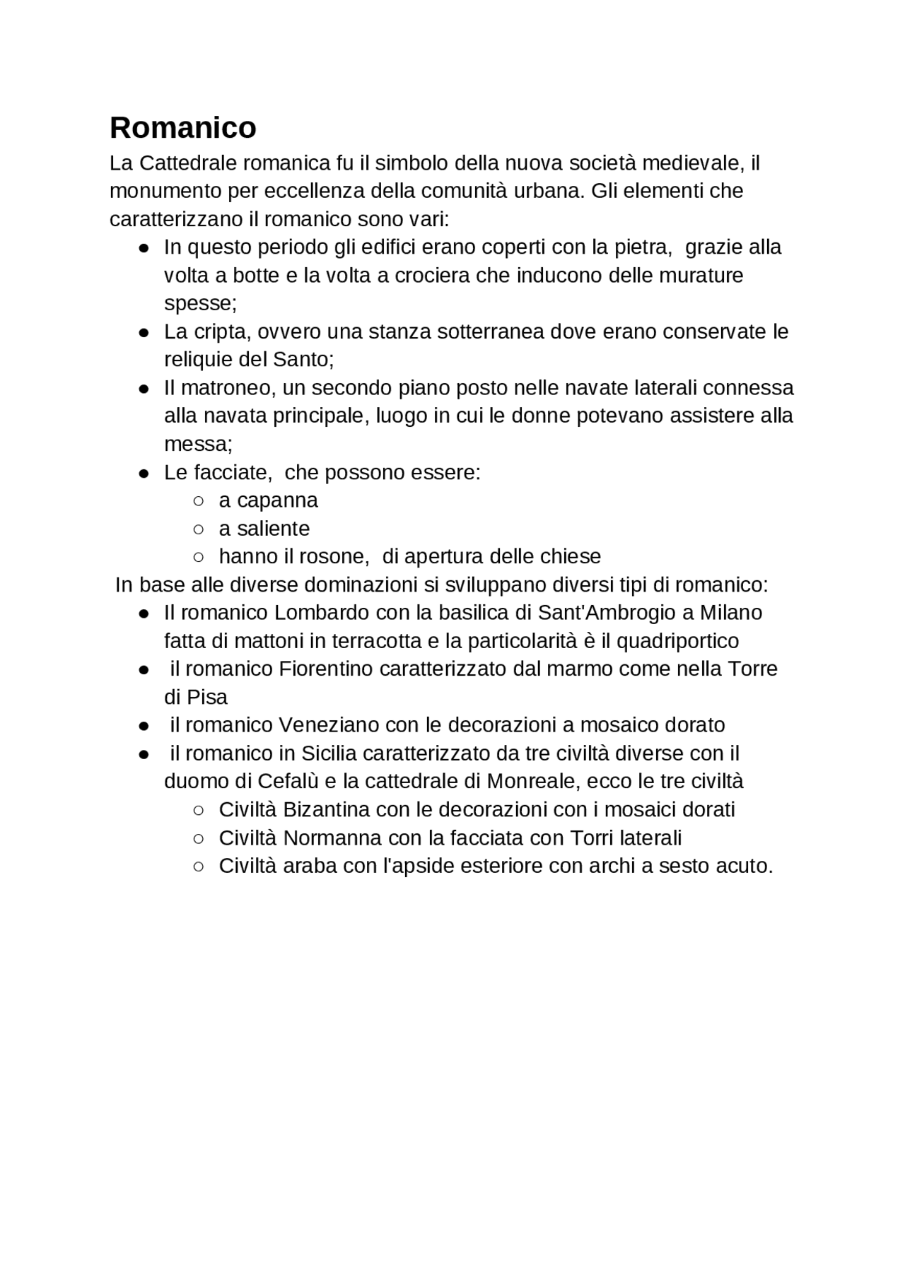 L'arte romanica sintesi Appunti di Elementi di storia dell'arte ed