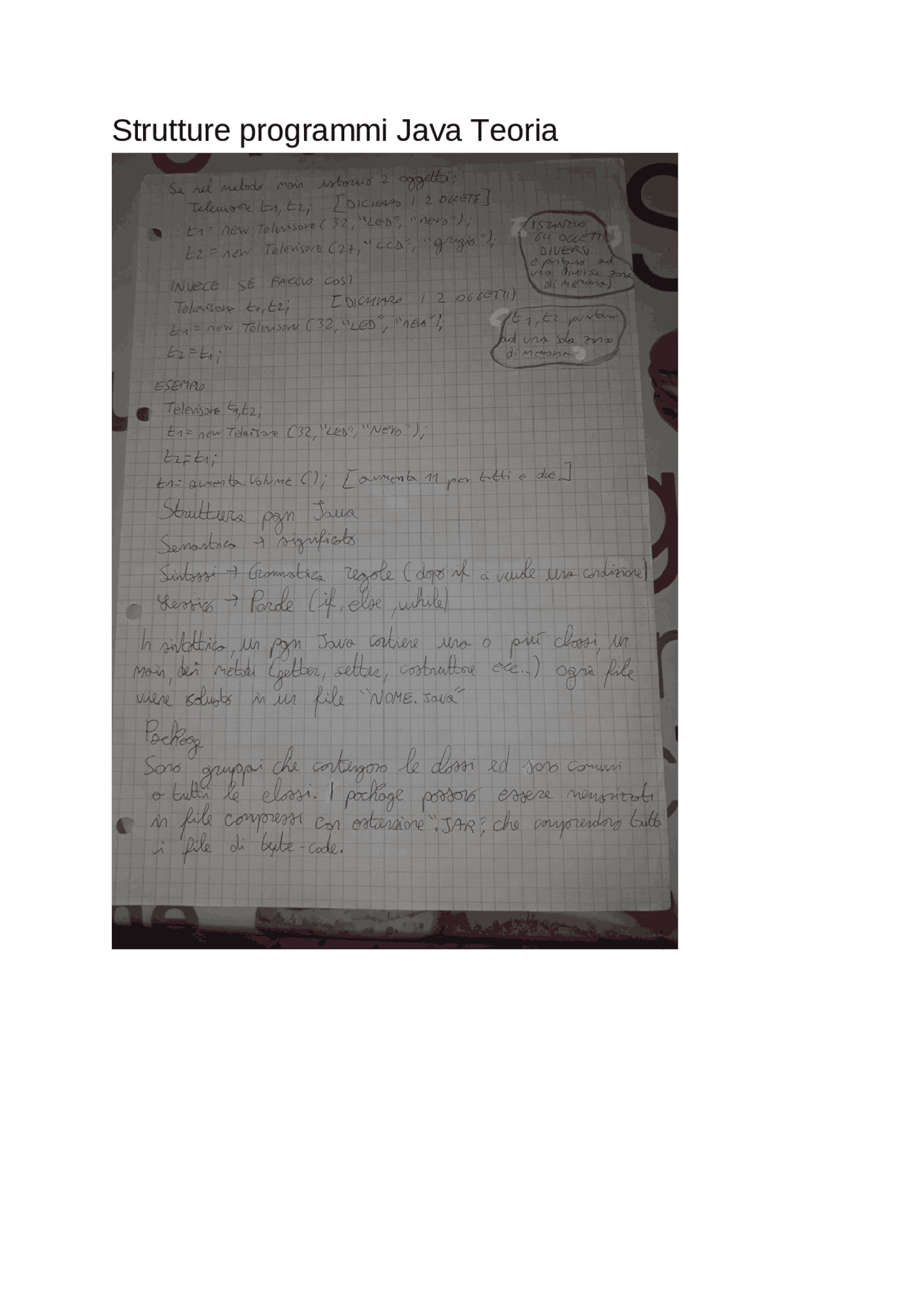 Strutture programmi Java Teoria | Appunti di Programmazione Java | Docsity