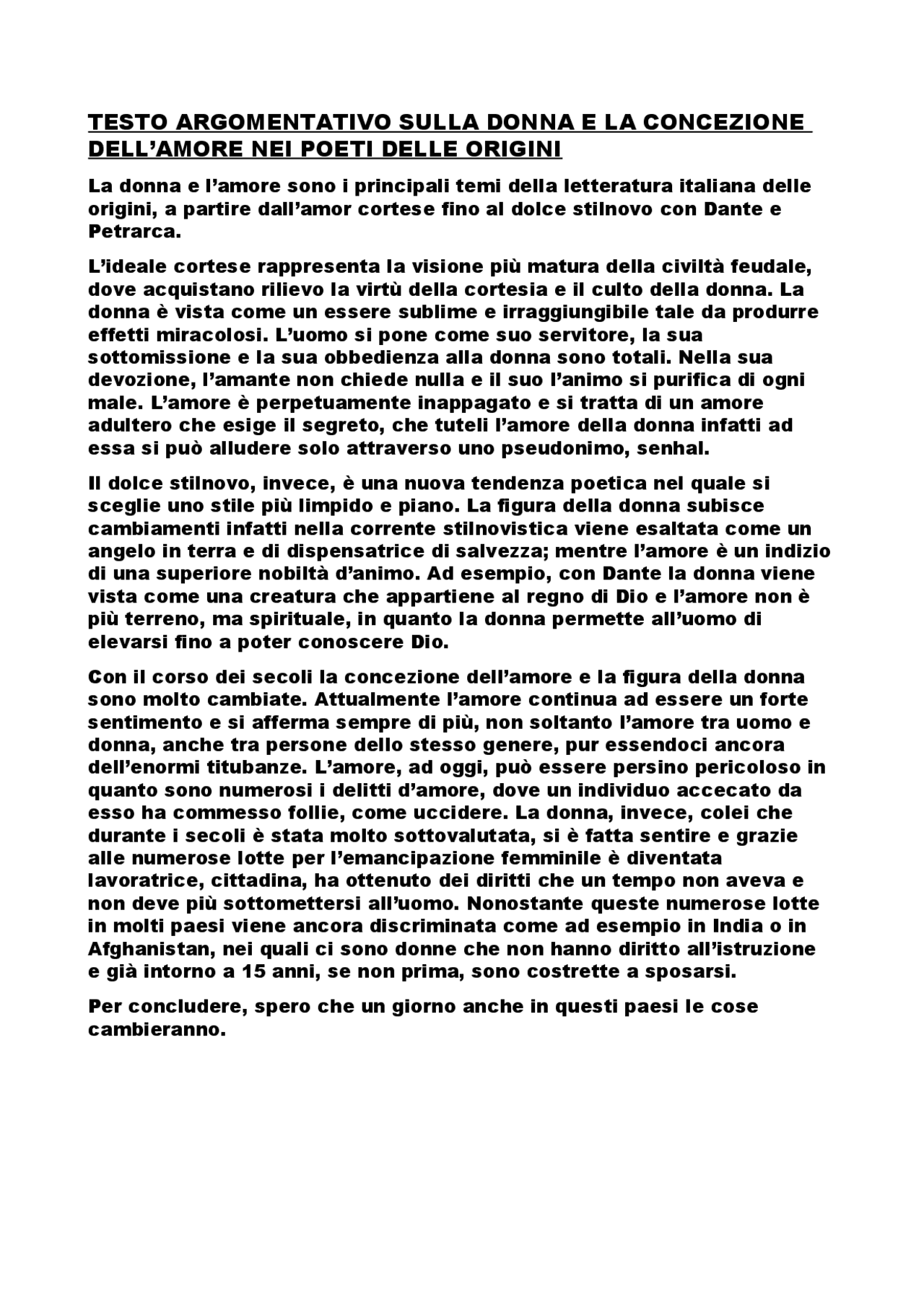 testo argomentativo sulla violenza sulle donne