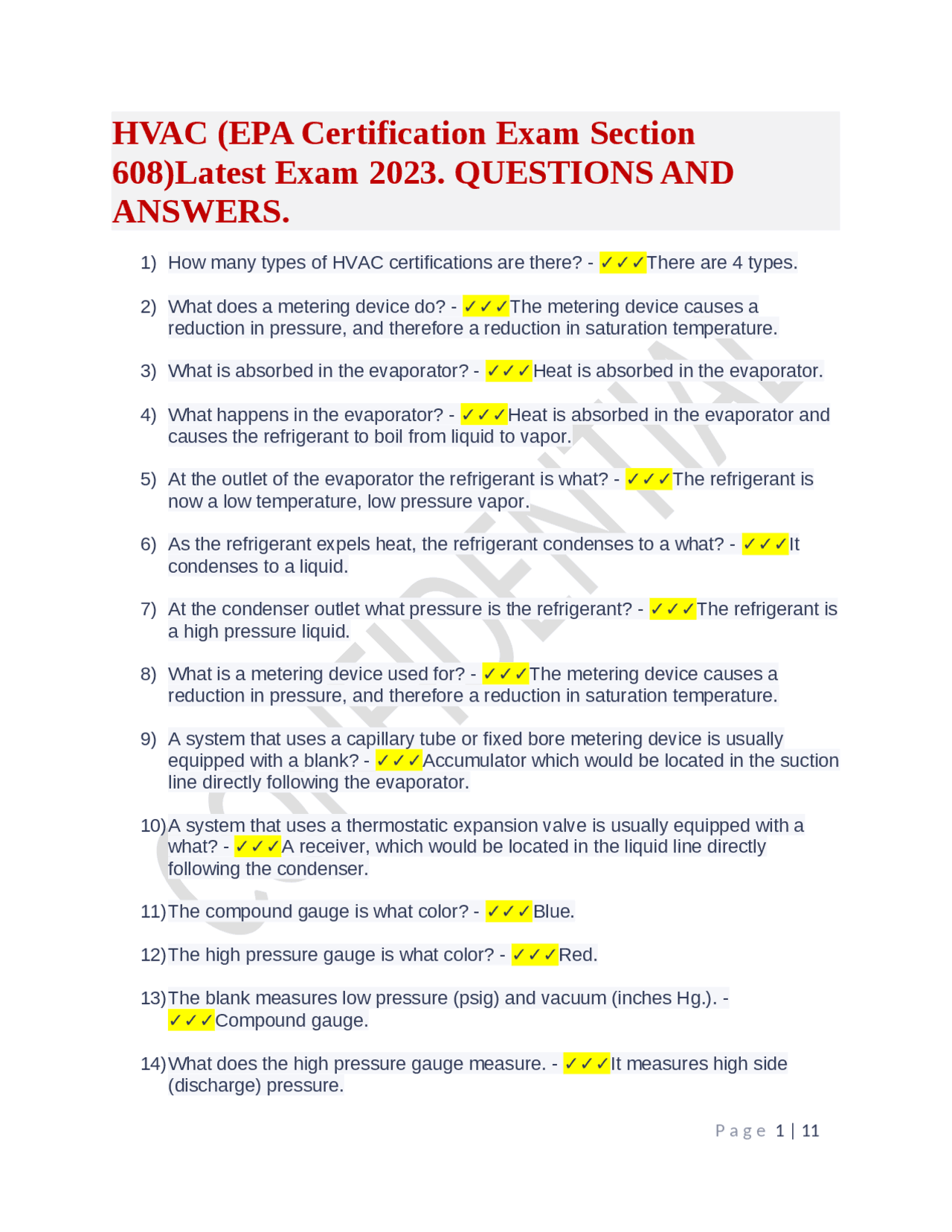 HVAC (EPA Certification Exam Section 608)Latest Exam 2023 QUESTIONS HVAC (EPA Certification Exam Section 608)Latest Exam 2023 QUESTIONS
