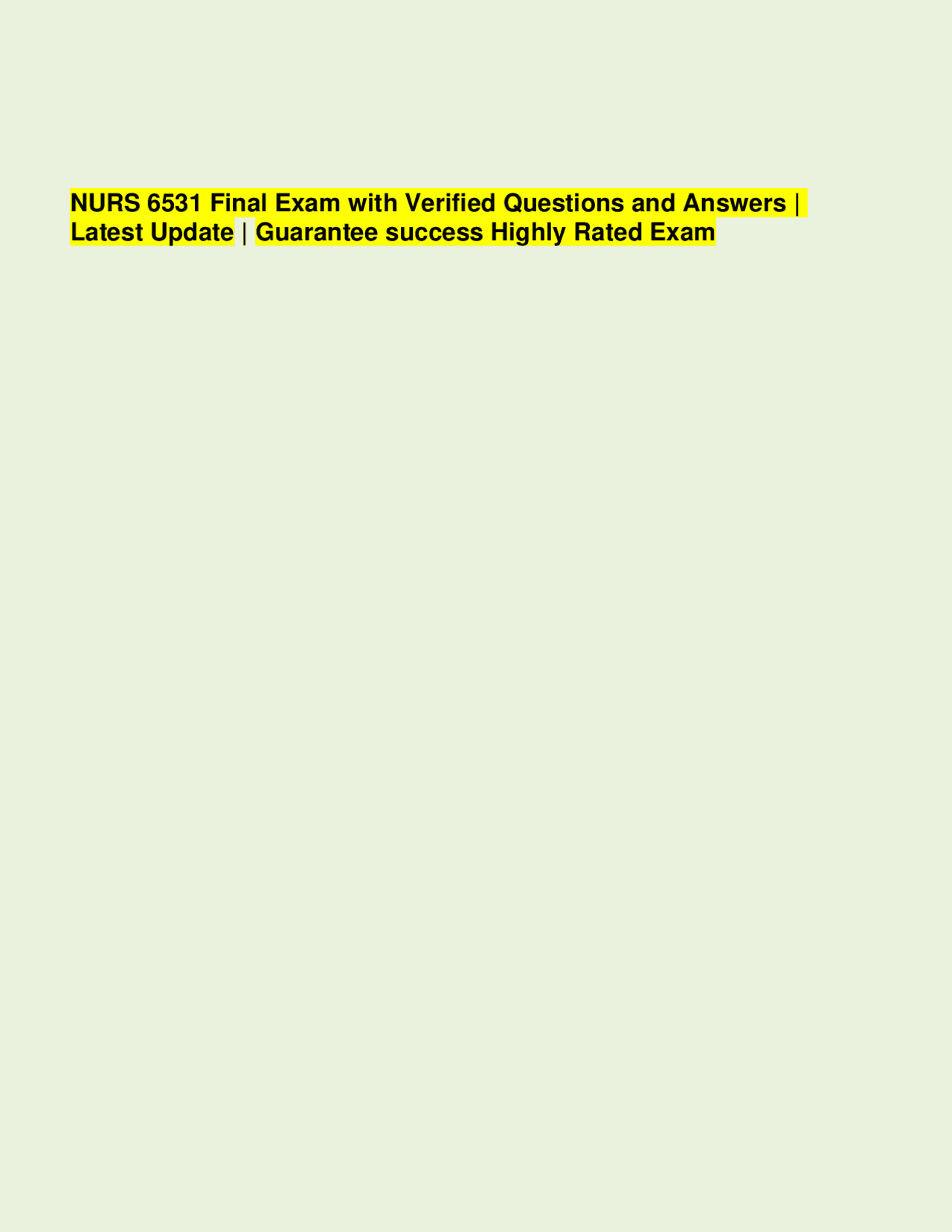 URS 6531 Final Exam with Verified Questions and Answers | Latest Update ...