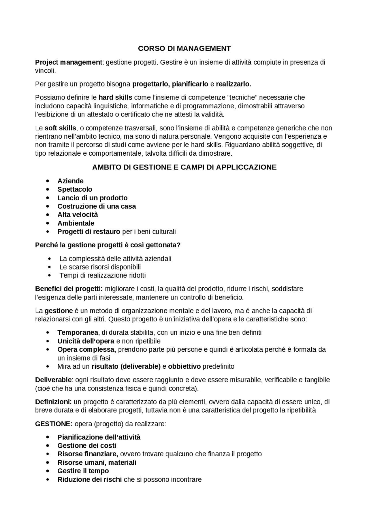 guida alle conoscenze di gestione progetti