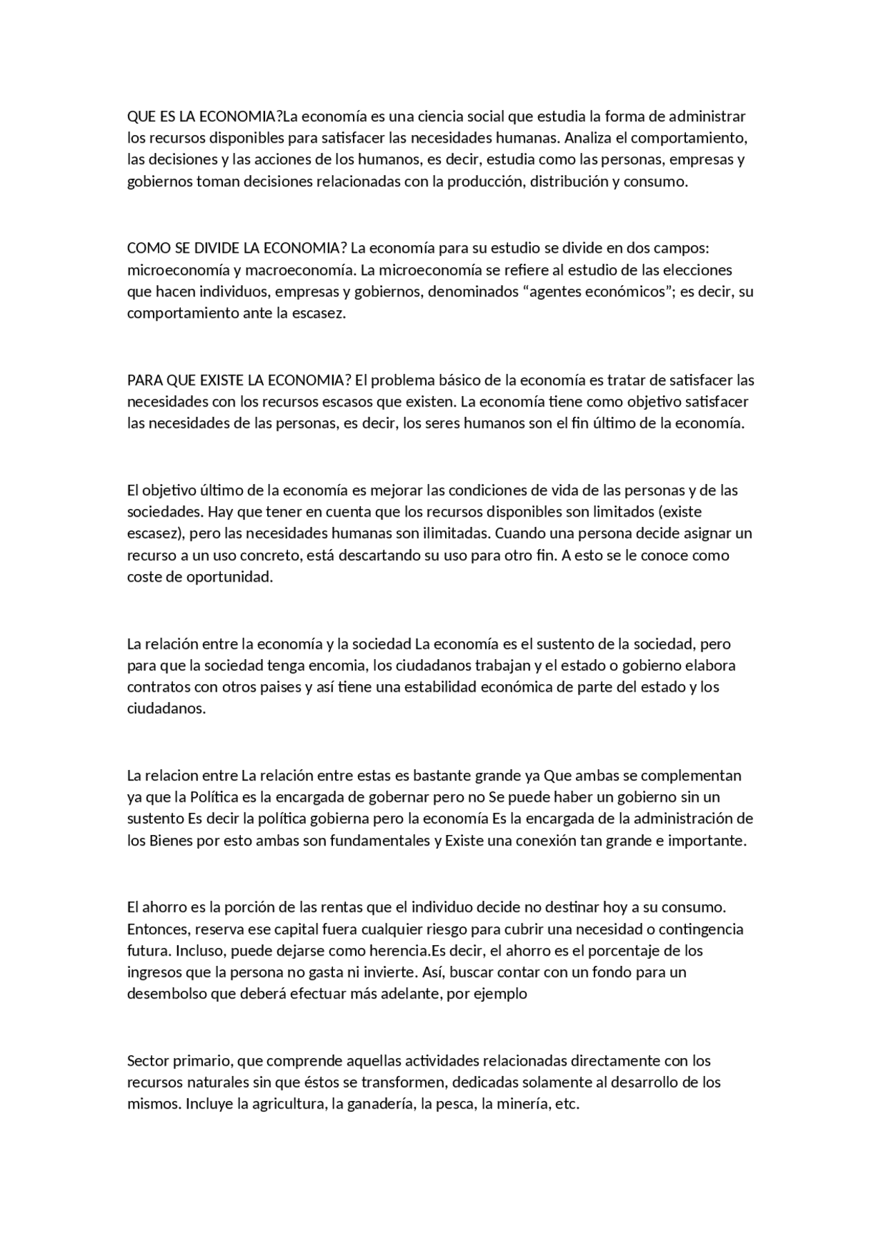 Que es la economia y la importancia de esta | Apuntes de Economía | Docsity