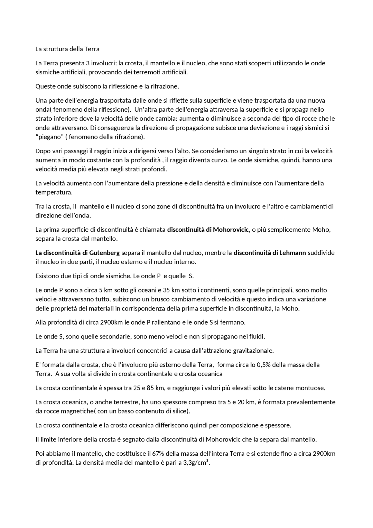 La struttura della Terra Dispense di Scienze della Terra Docsity