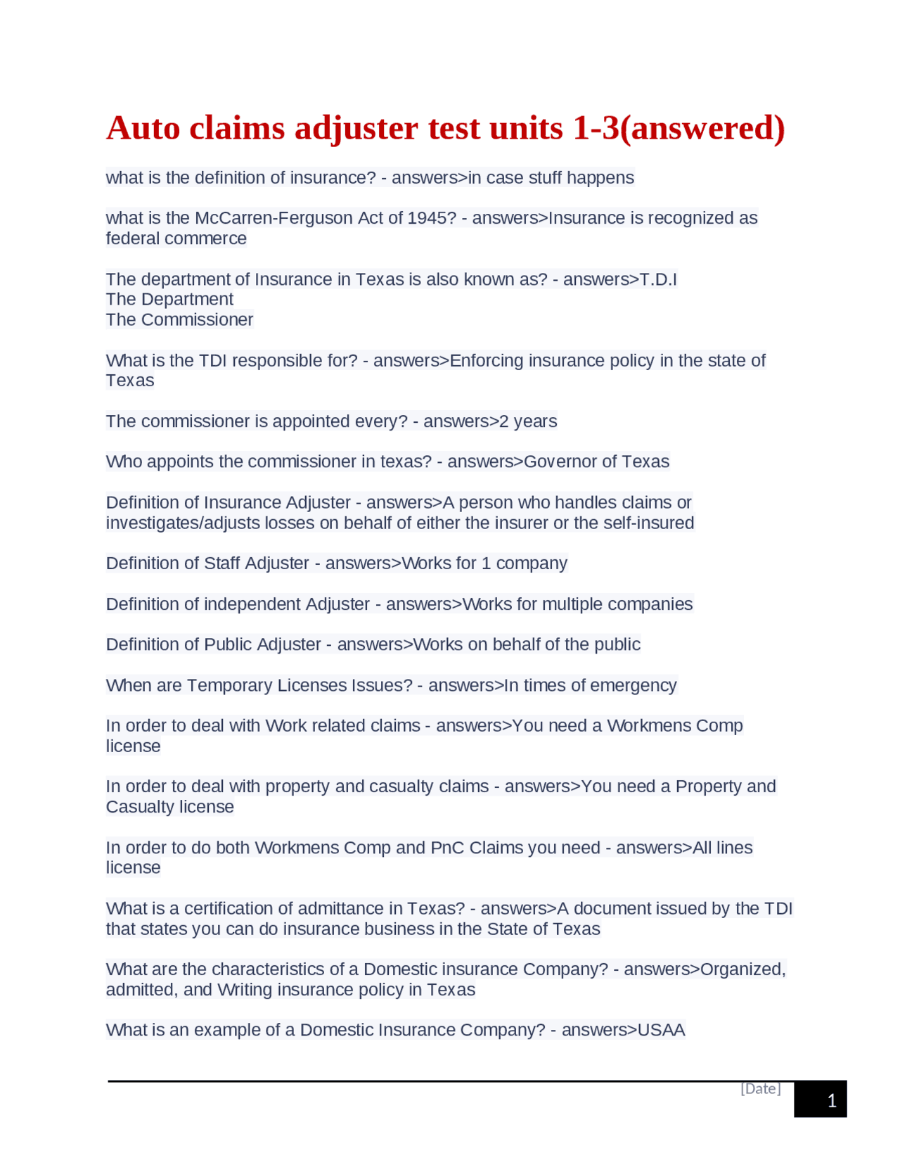 Insurance Adjuster Test Units 13 Exams Radiation Quantities and