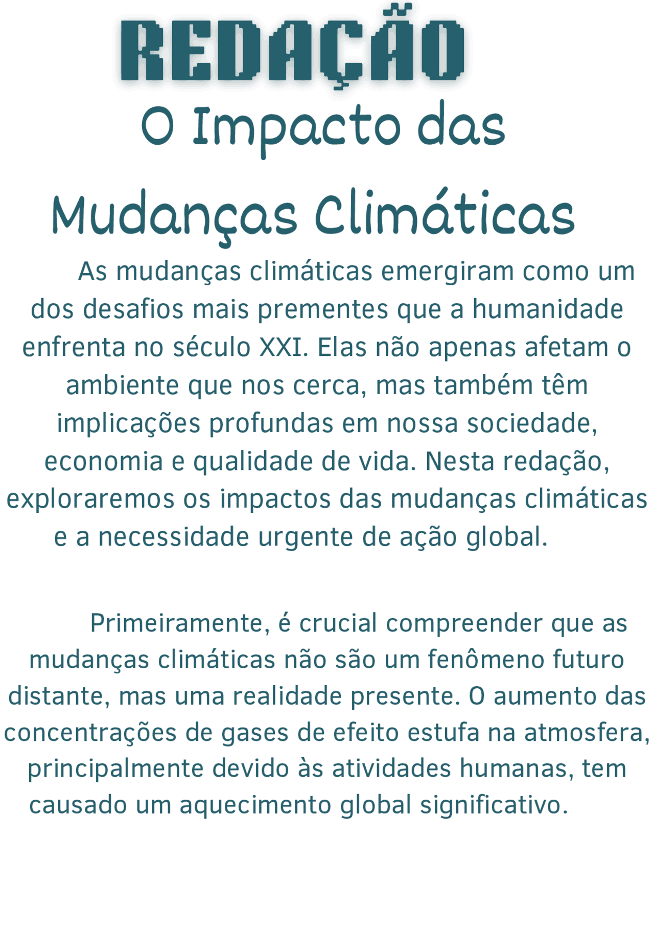 Redação Pronta Sobre Mudanças Climáticas - NAZAEDU