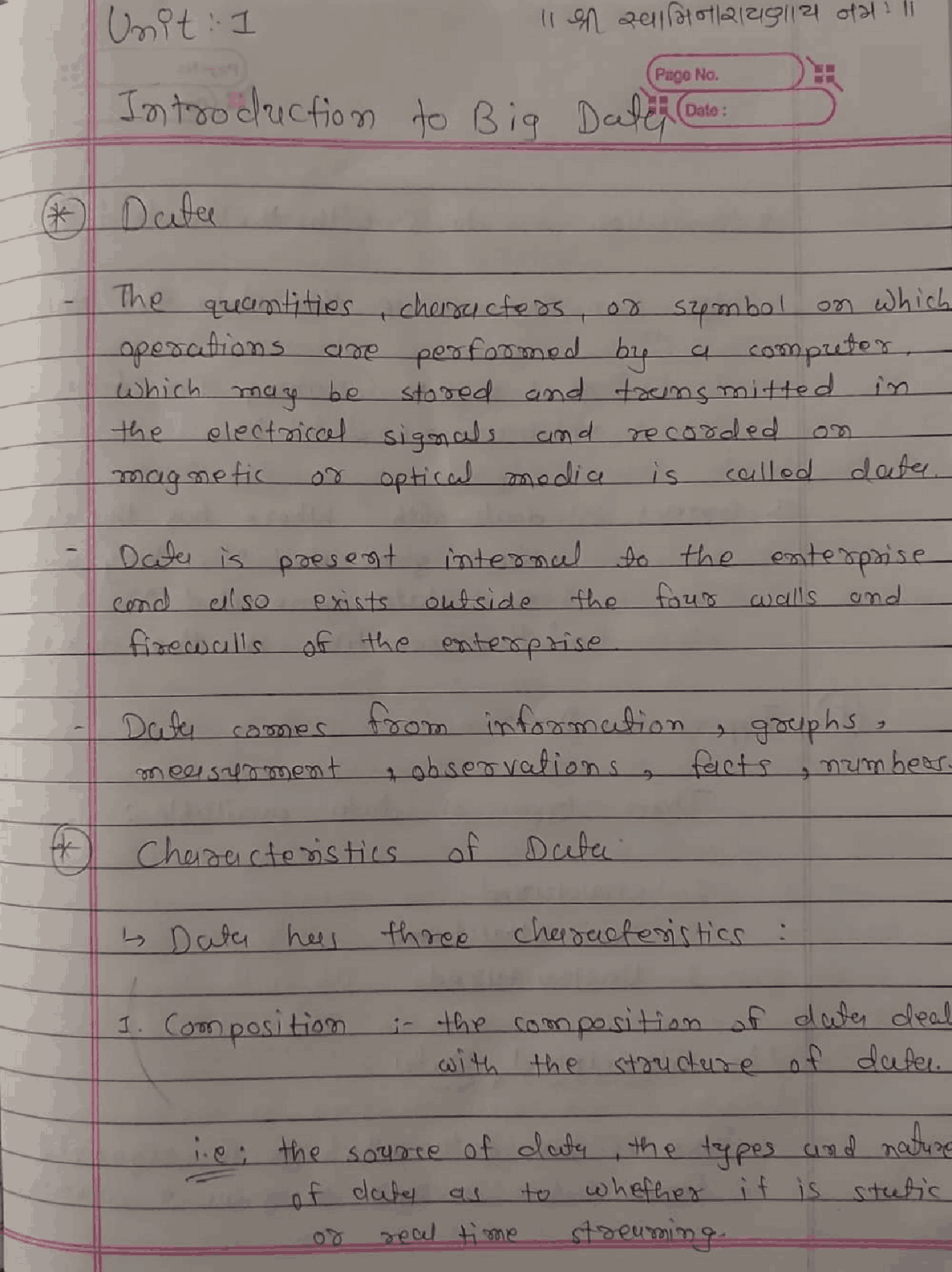 It includes Introduction of Big Data like characteristics, types ...