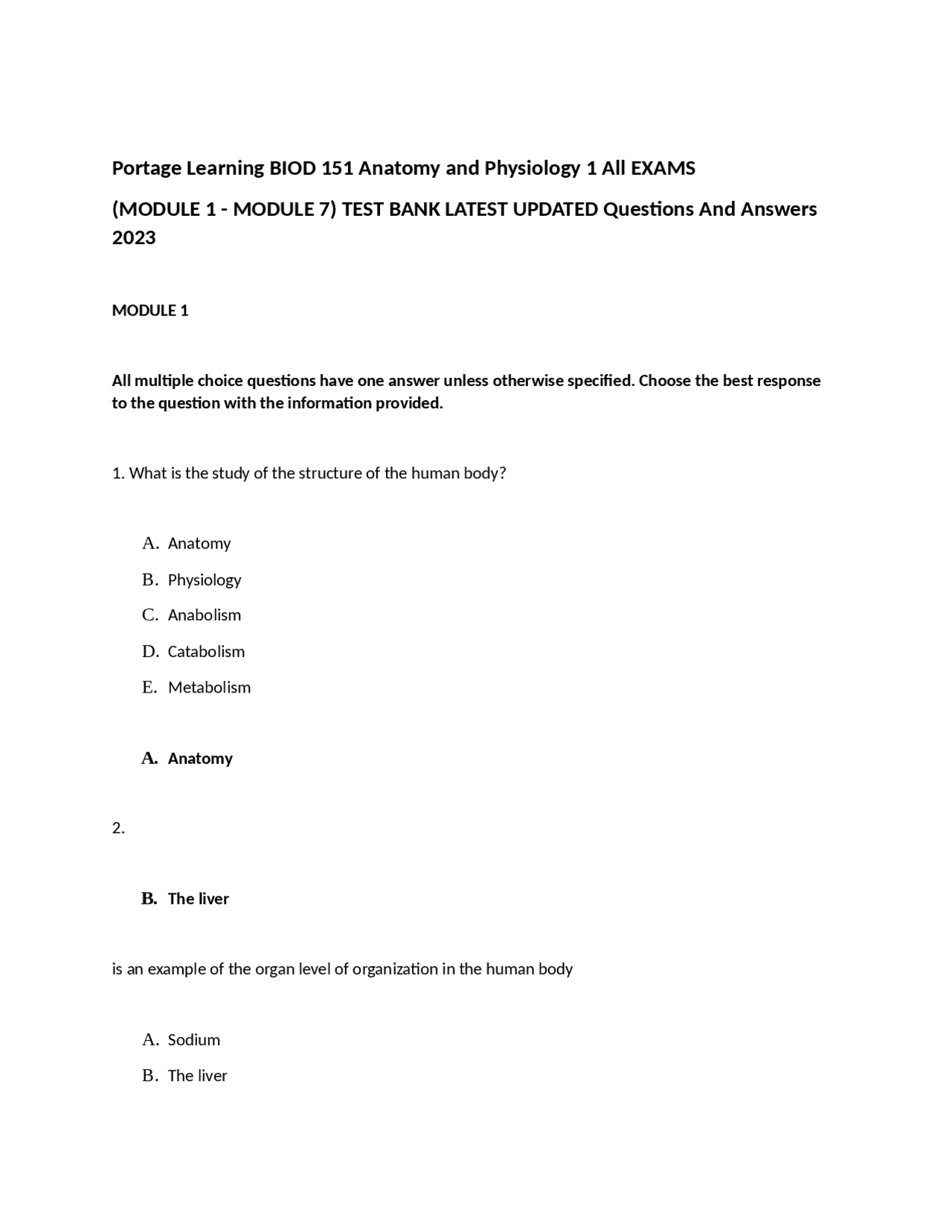 (MODULE 1 - MODULE 7) TEST BANK LATEST UPDATED Questions And Answers ...