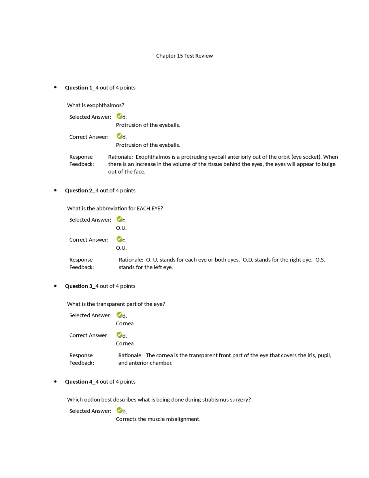 Review of Ophthalmology Test Questions Quizzes Nursing Docsity