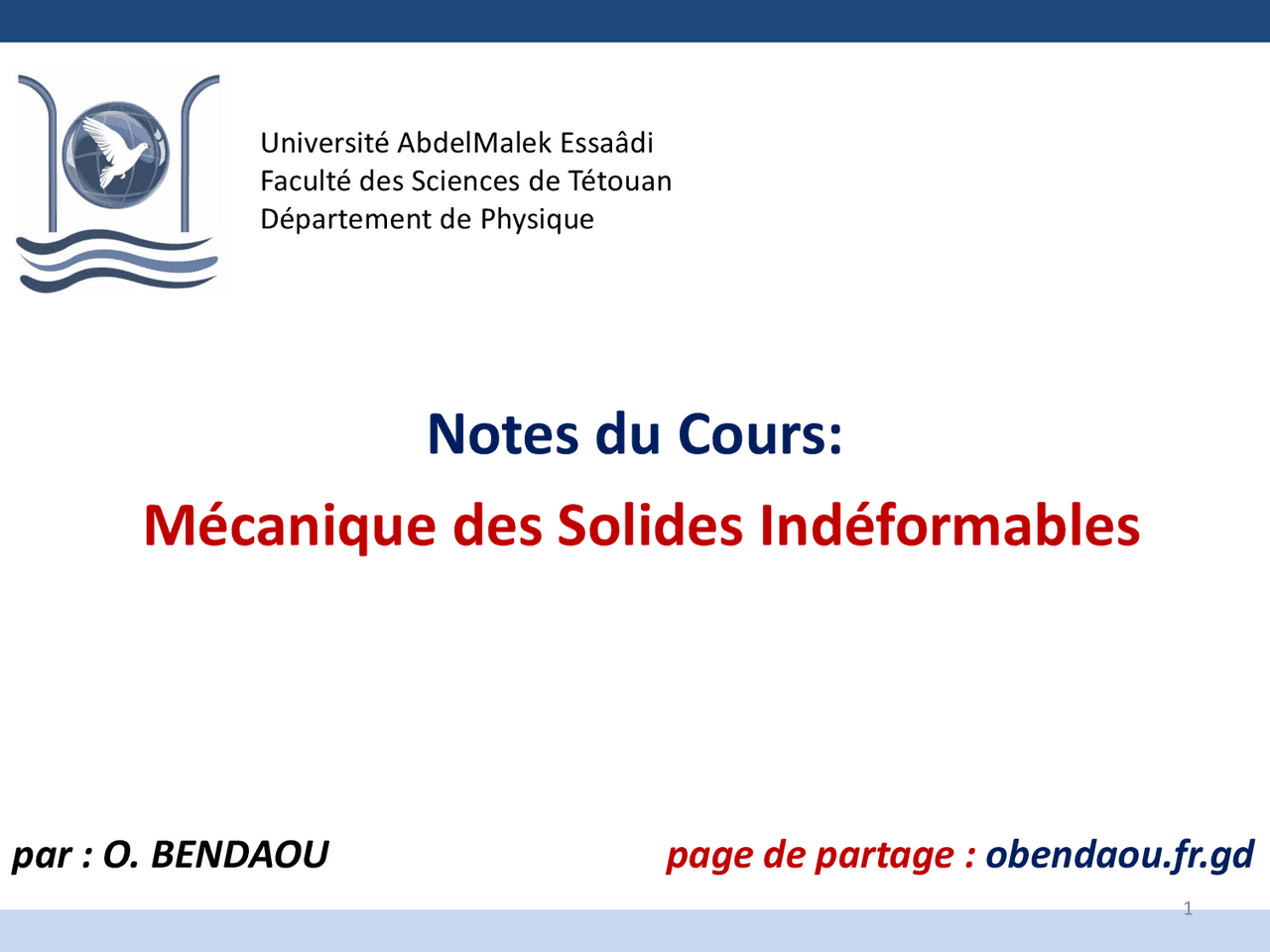 Ce cours pour mécanique de solide au étudiante de deuxièmem années