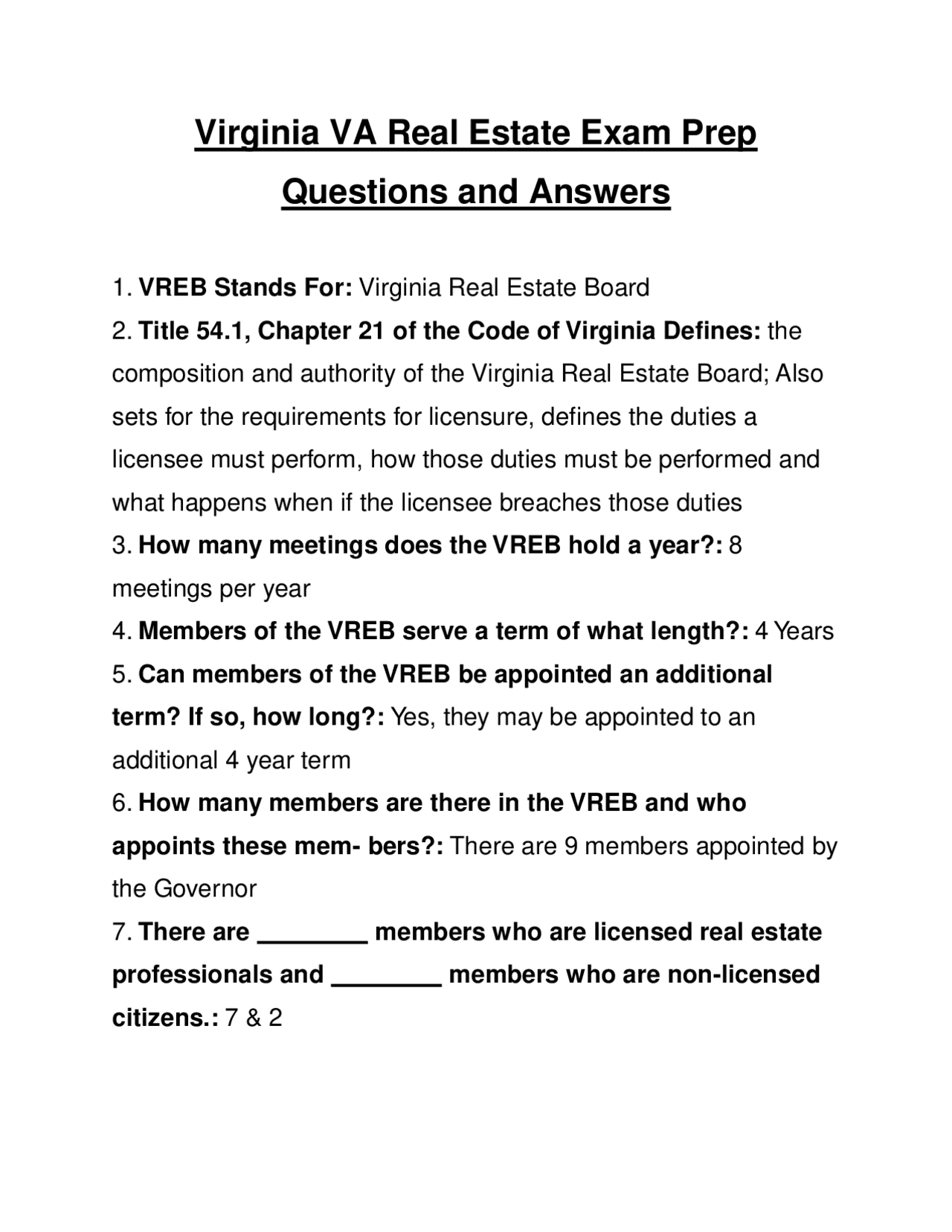 Virginia VA Real Estate Exam Prep Questions and Answers 2023 Exams