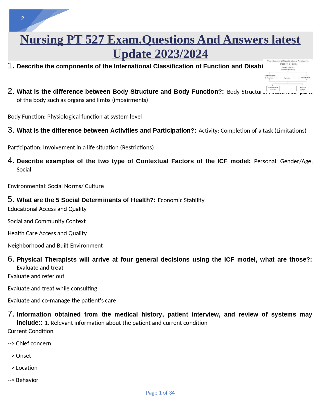 Nursing Pt 527 Exam Questions And Answers Latest Update 2023 2024 Exams Nursing Docsity Nursing Pt 527 Exam Questions And Answers Latest Update 2023 2024 Exams Nursing Docsity