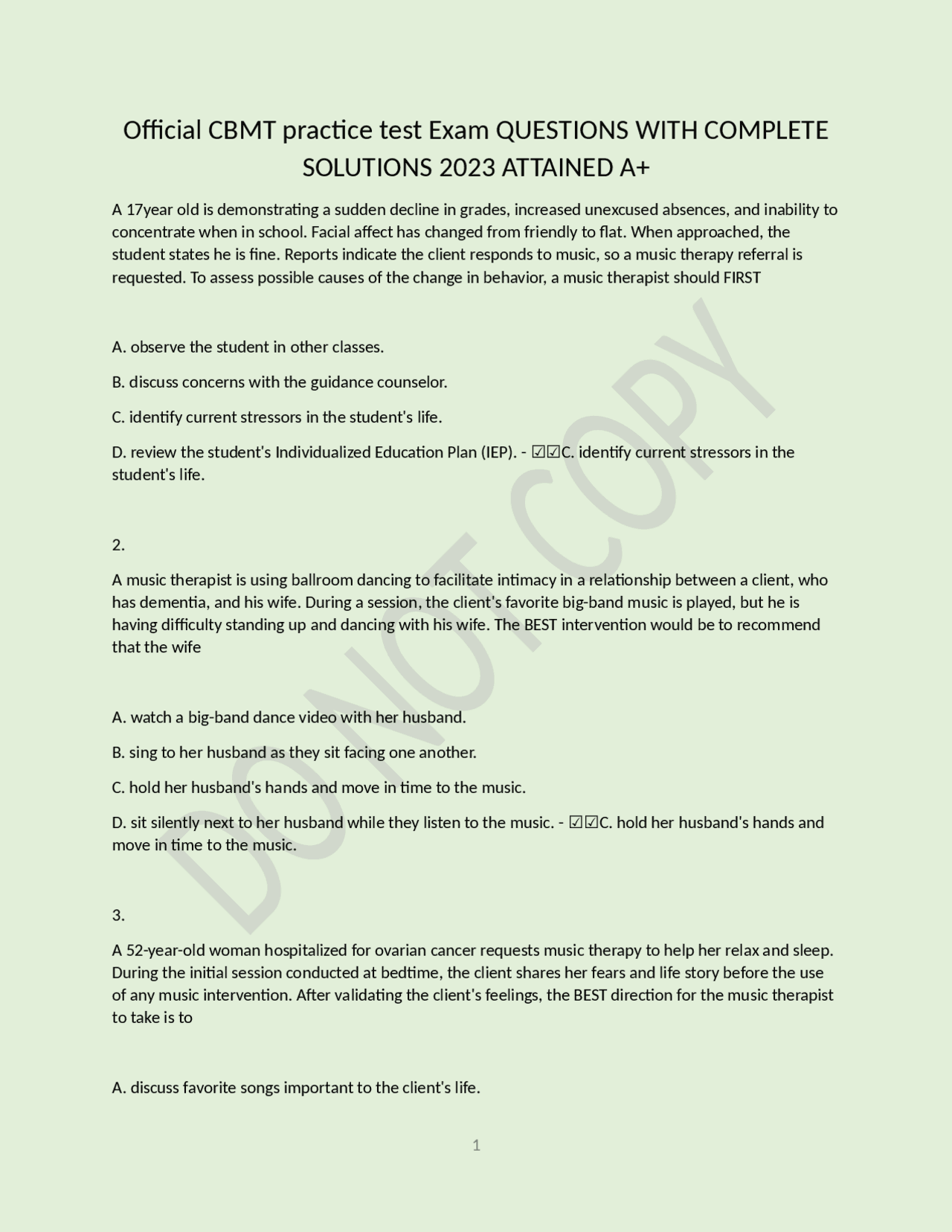 Official CBMT practice test Exam QUESTIONS WITH COMPLETE SOLUTIONS 2023 ...