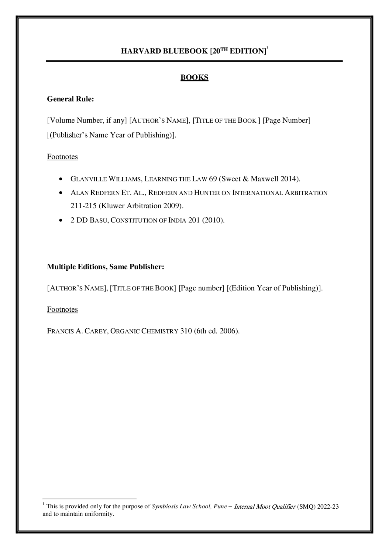 String Citation Example Bluebook 20th Edition Citation Format | Schemes and Mind Maps Law | Docsity