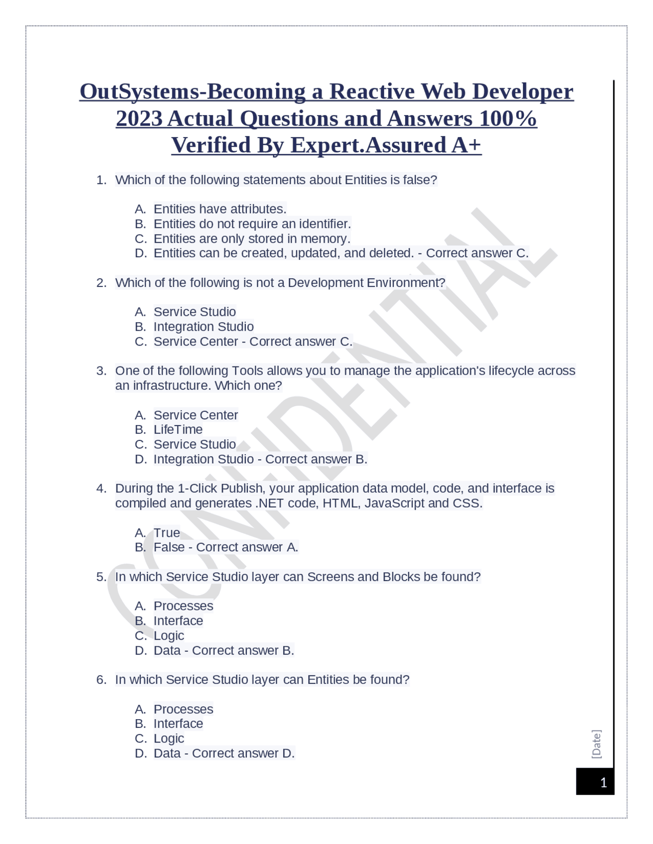 OutSystems-Becoming a Reactive Web Developer 2023 Actual Questions and ...