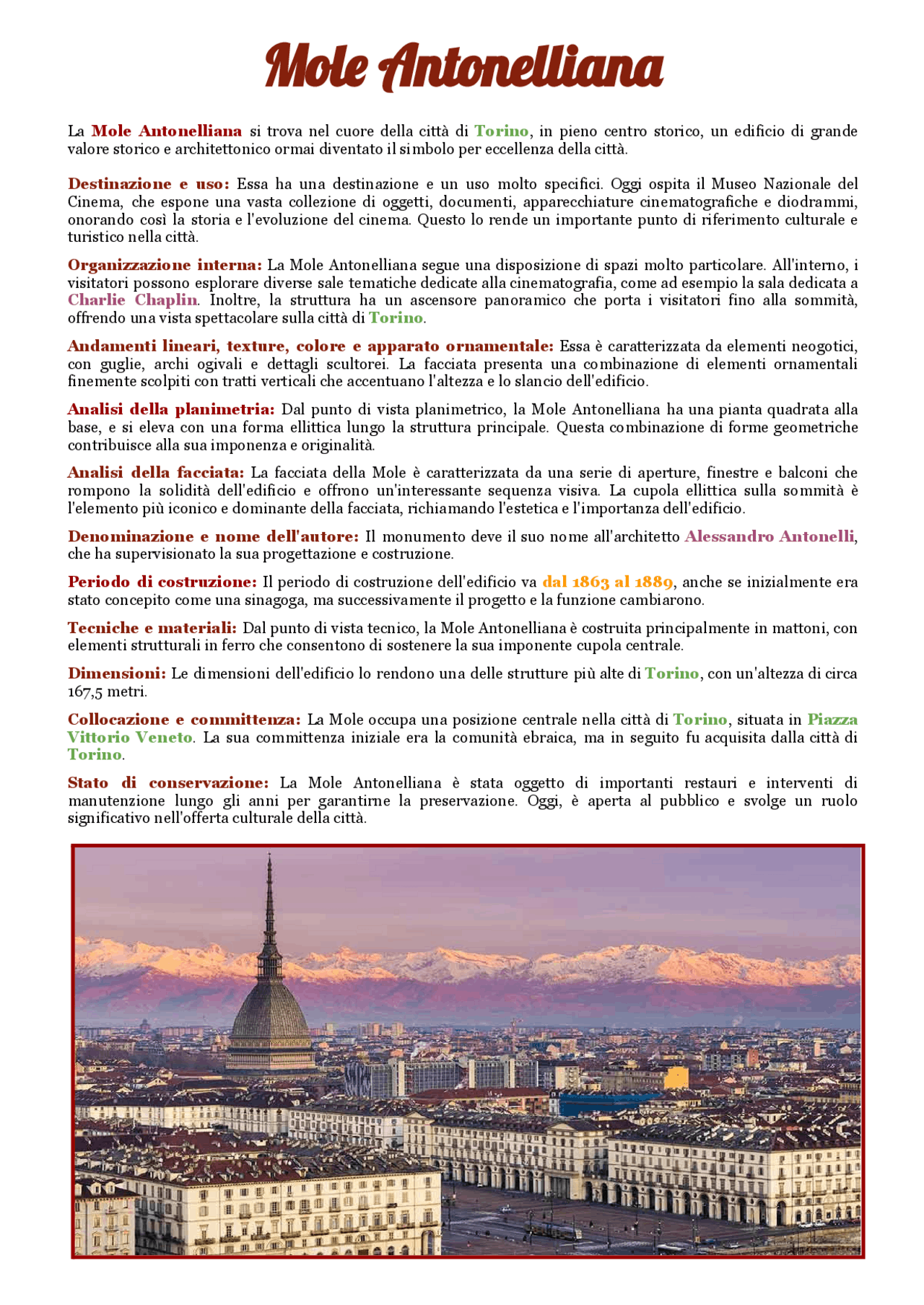 Analisi della Mole Antonelliana | Guide, Progetti e Ricerche di