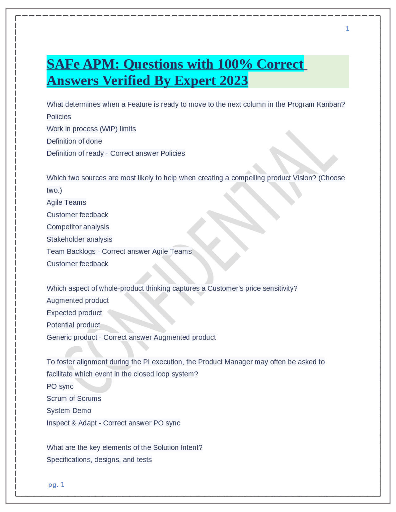 SAFe APM: Questions with 100% Correct Answers Verified By Expert 2023 ...