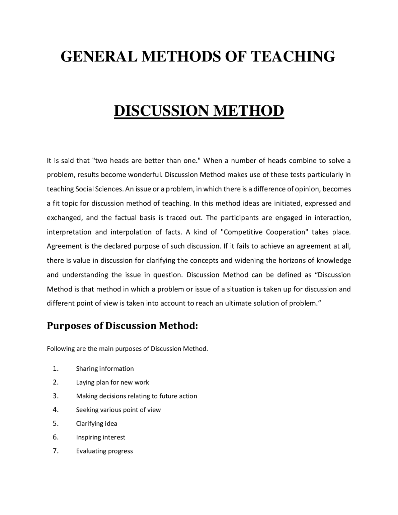 What is the Discussion Method of teaching? | Study notes Advanced ...