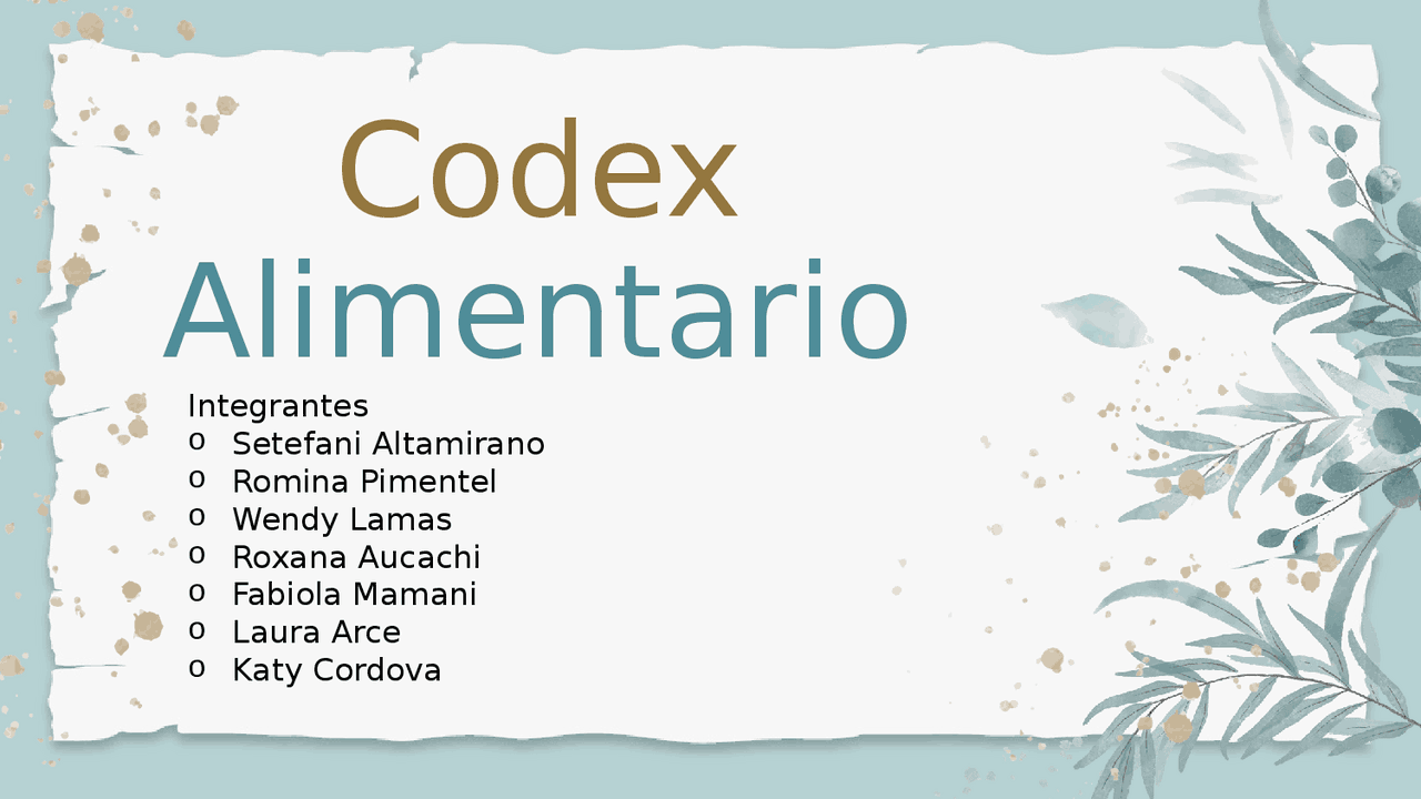 Codex alimentario relacionado con las normas alimentaria objetivo ...